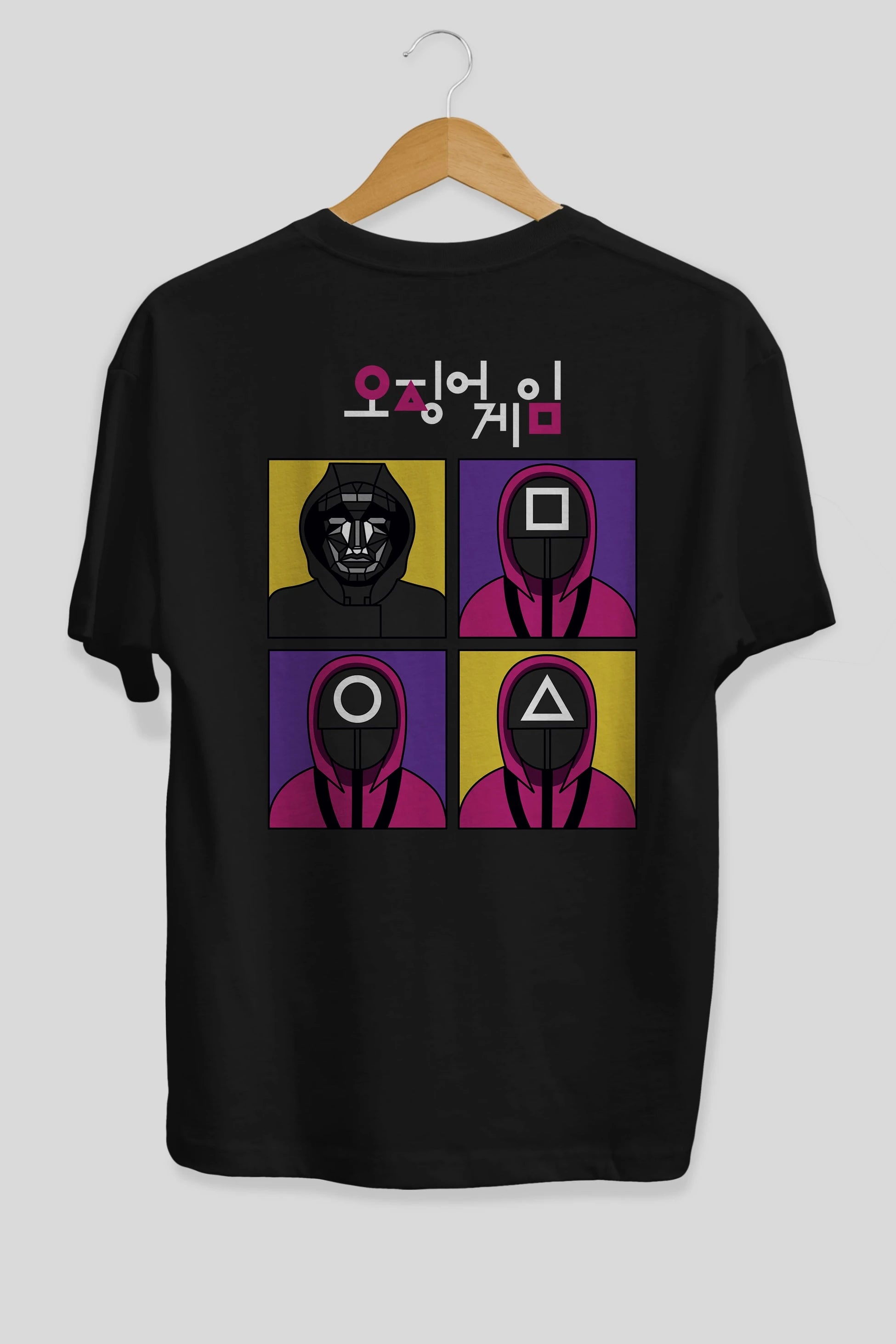 Squid Game (1) Arka Baskılı Oversize t-shirt Erkek Kadın Unisex %100 Pamuk Bisiklet Yaka tişort