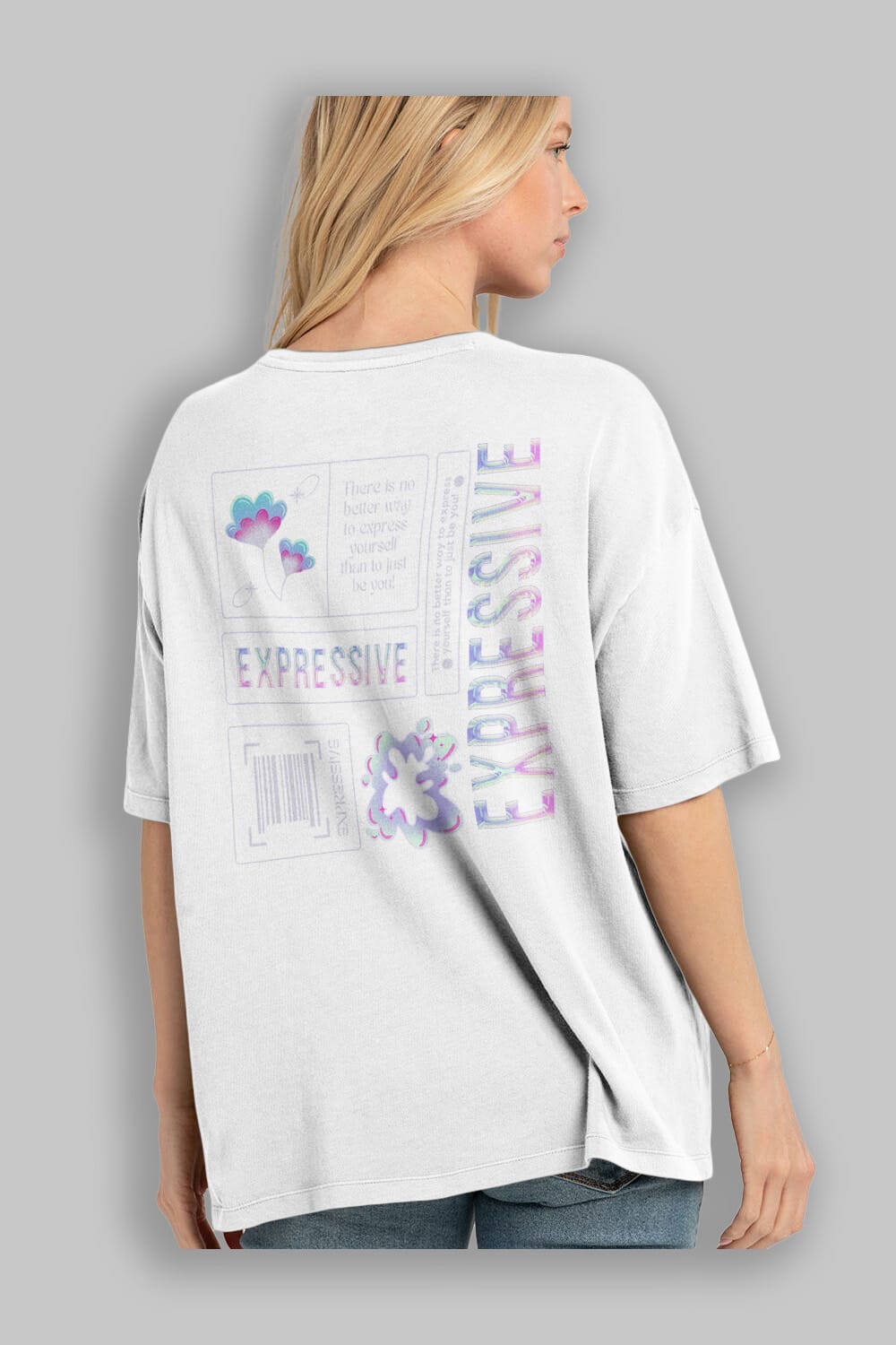 Expressive Streetwear Arka Baskılı Oversize t-shirt Erkek Kadın Unisex