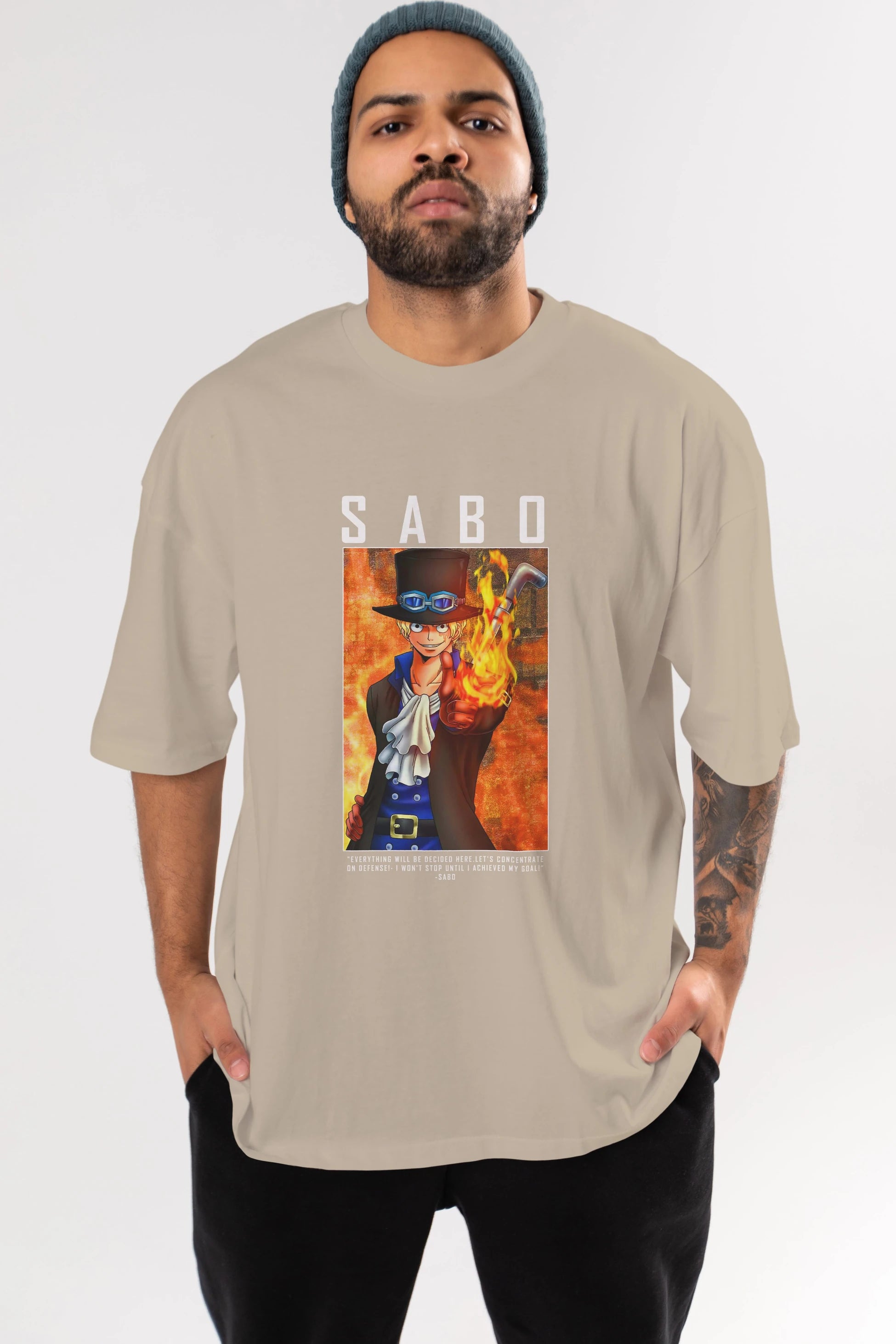 Sabo Anime Ön Baskılı Oversize t-shirt Erkek Kadın Unisex