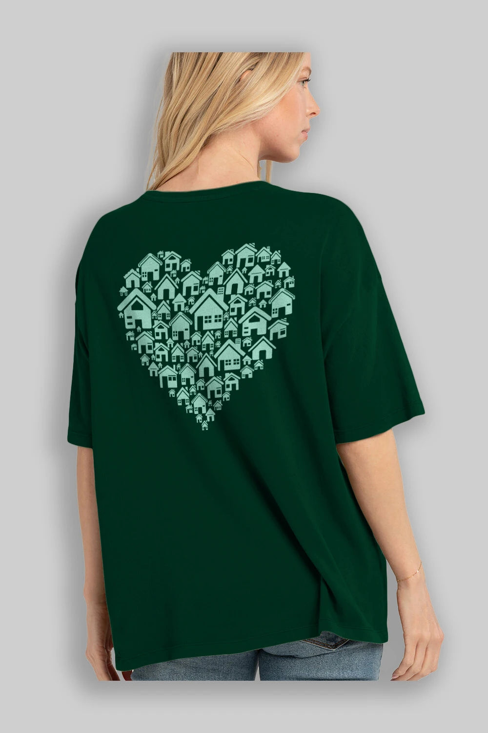 Home Heart Arka Baskılı Oversize t-shirt %100 pamuk Erkek Kadın Unisex