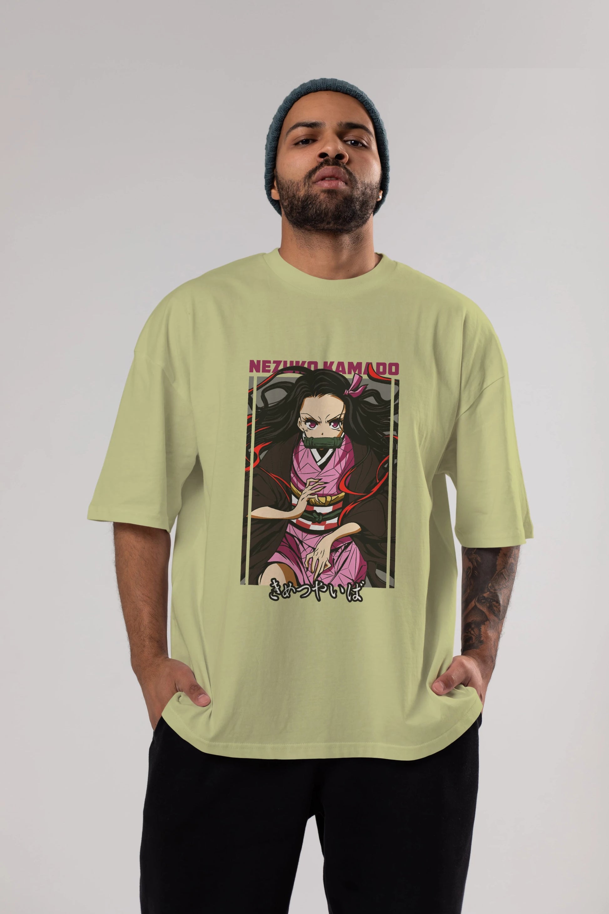 Nezuko Kamado 1 Anime Ön Baskılı Oversize t-shirt %100 pamuk Erkek Kadın Unisex