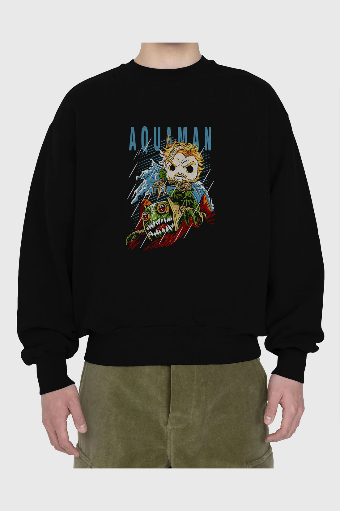 Aquaman Ön Baskılı Oversize Sweatshirt Erkek Kadın Unisex