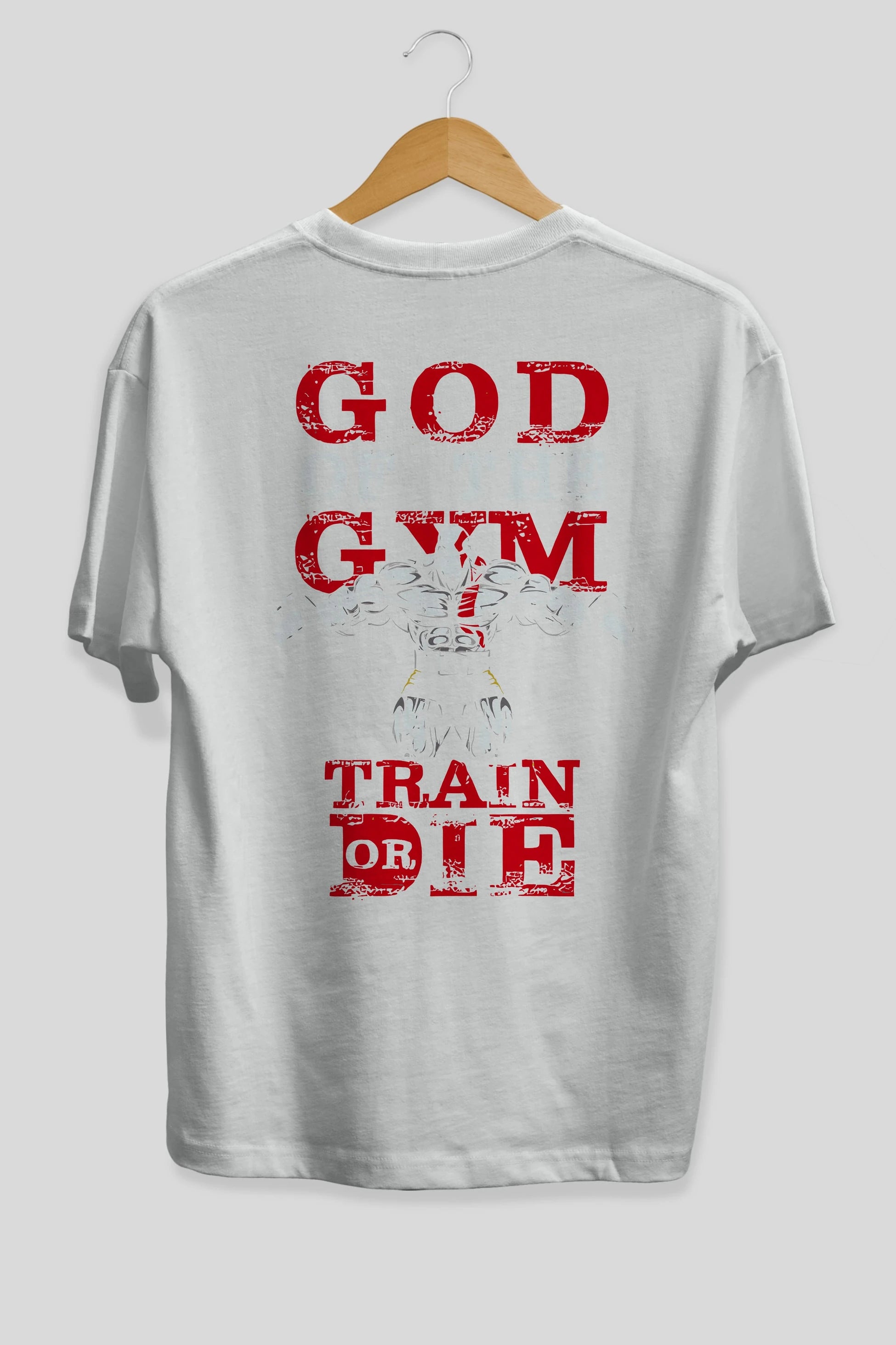 God of The GYM Arka Baskılı Oversize t-shirt Erkek Kadın Unisex %100 Pamuk Bisiklet Yaka tişort