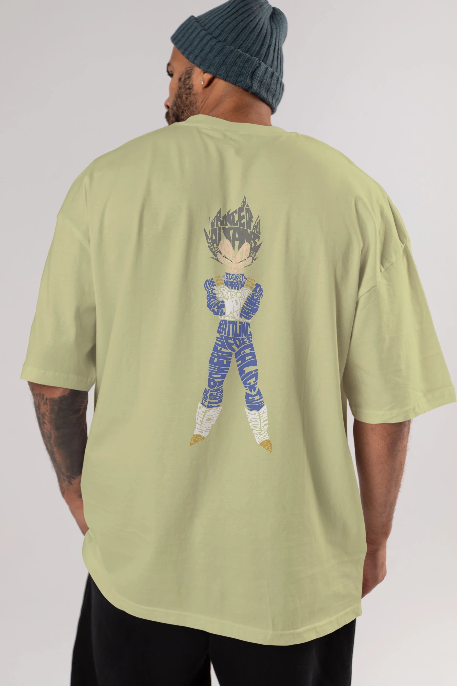 Vegeta Arka Baskılı Oversize t-shirt %100 pamuk Erkek Kadın Unisex
