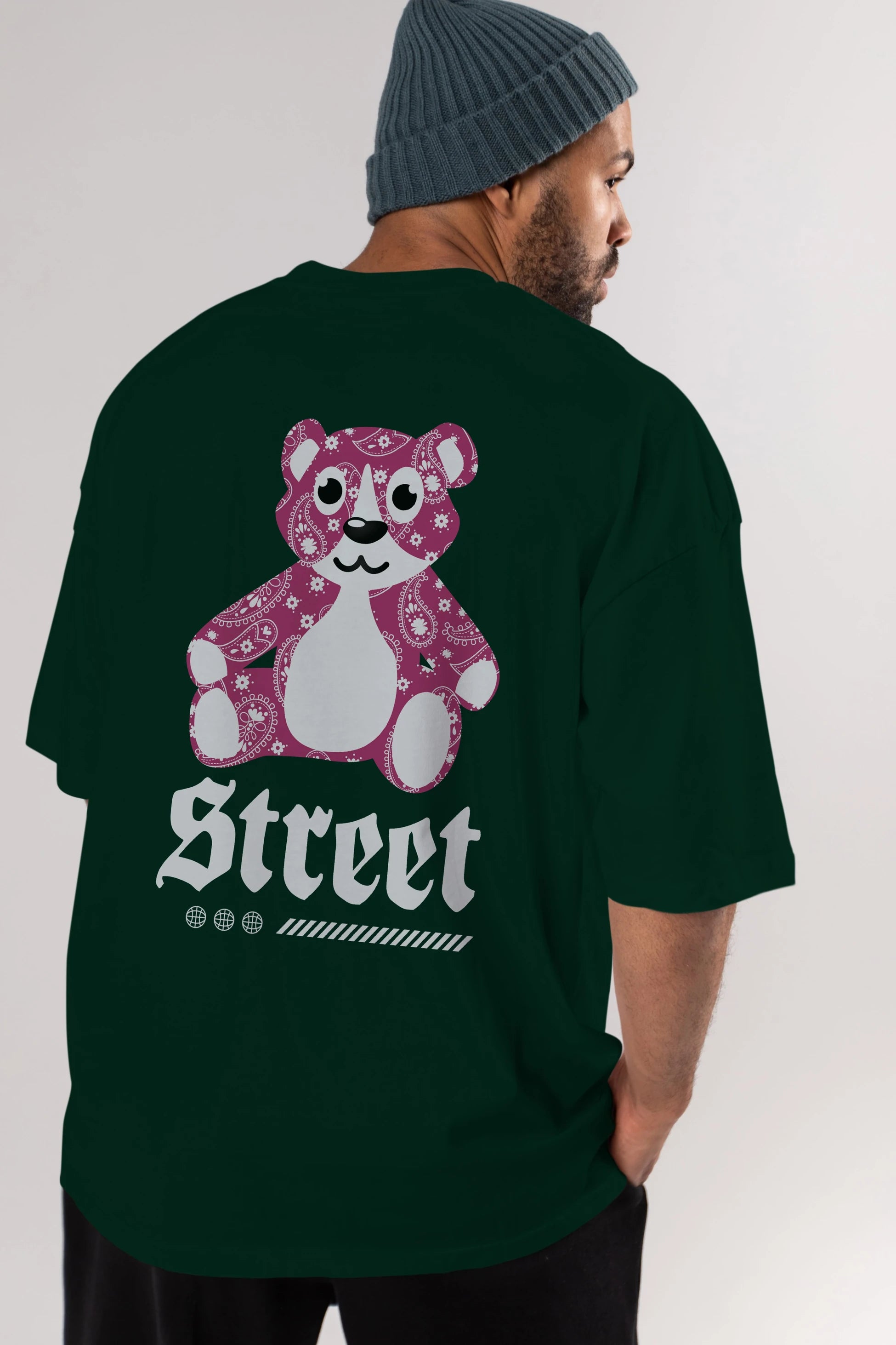 Street Bear Arka Baskılı Oversize t-shirt Erkek Kadın Unisex