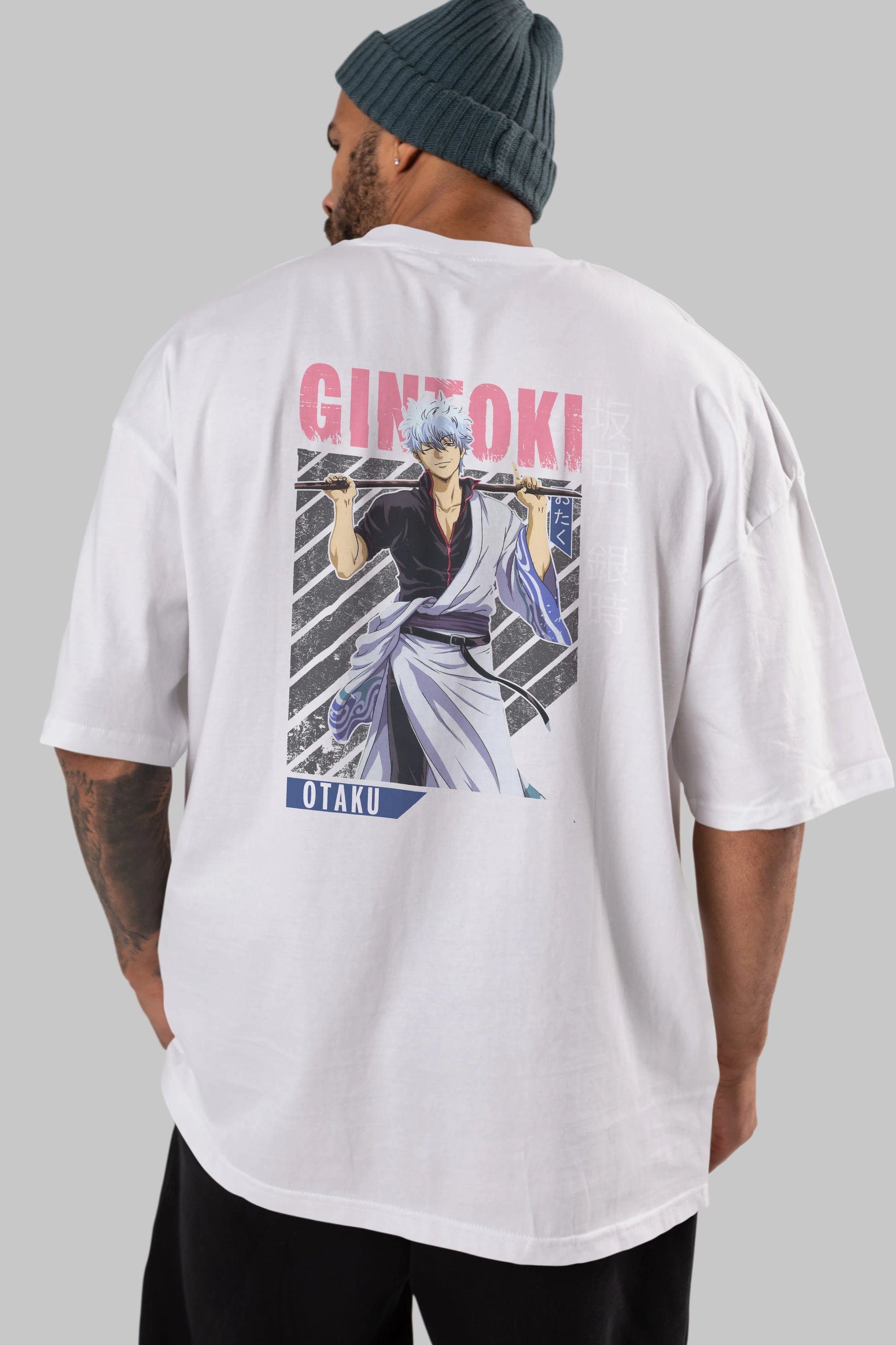 Gintoki Sakata GINTAMA 3 Anime Arka Baskılı Oversize t-shirt Erkek Kadın Unisex
