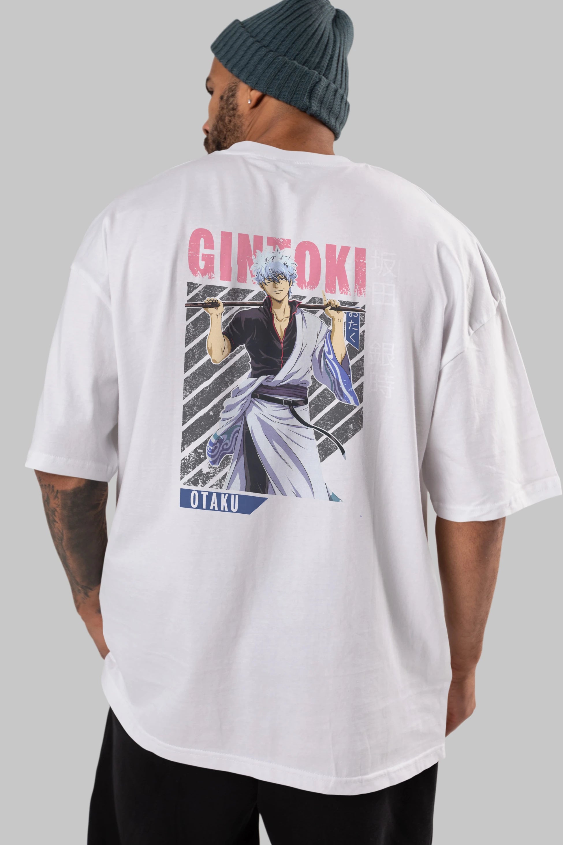 Gintoki Sakata GINTAMA 3 Anime Arka Baskılı Oversize t-shirt Erkek Kadın Unisex