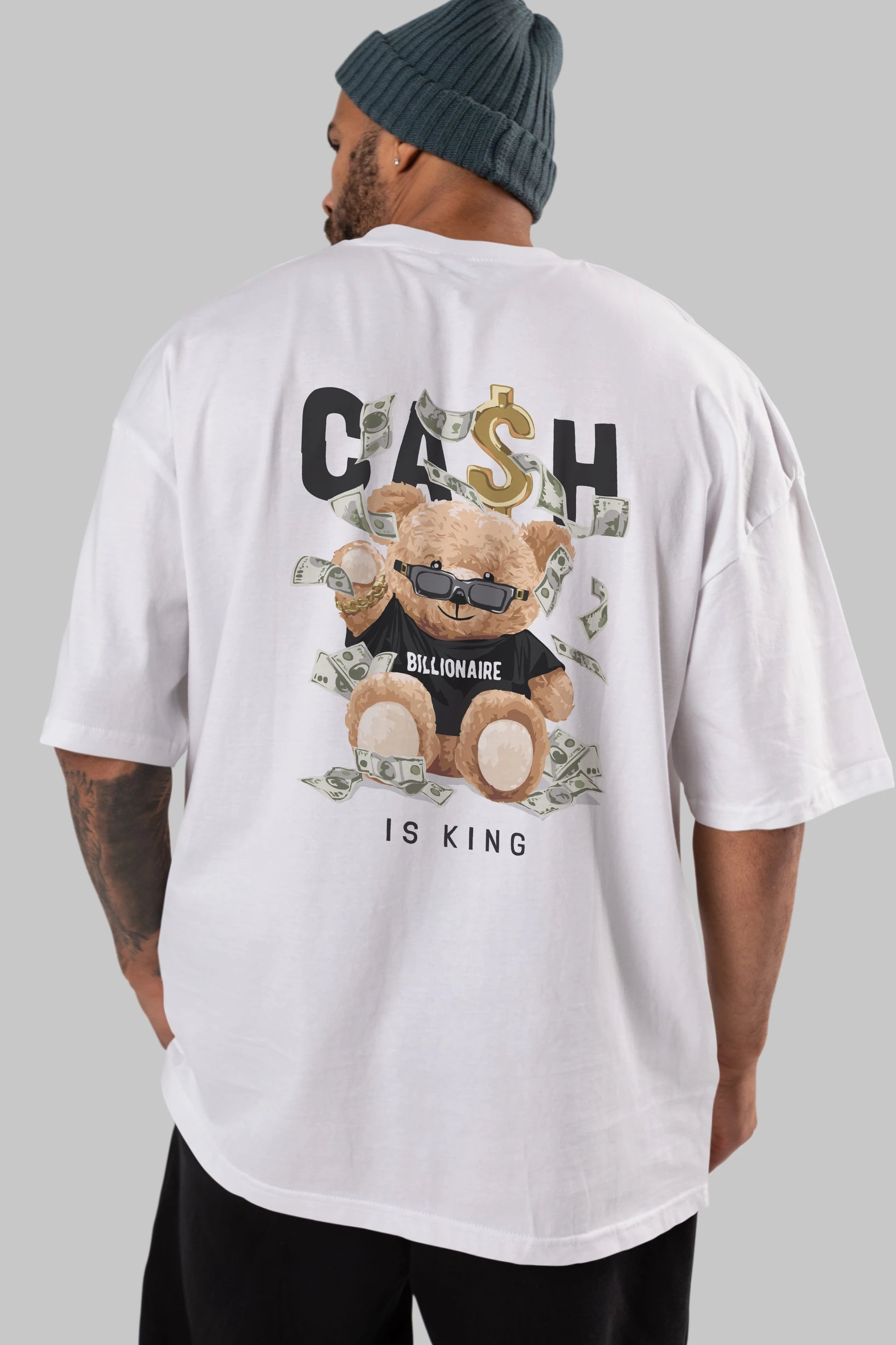 Teddy Bear Billionaire Arka Baskılı Oversize t-shirt Erkek Kadın Unisex %100 Pamuk