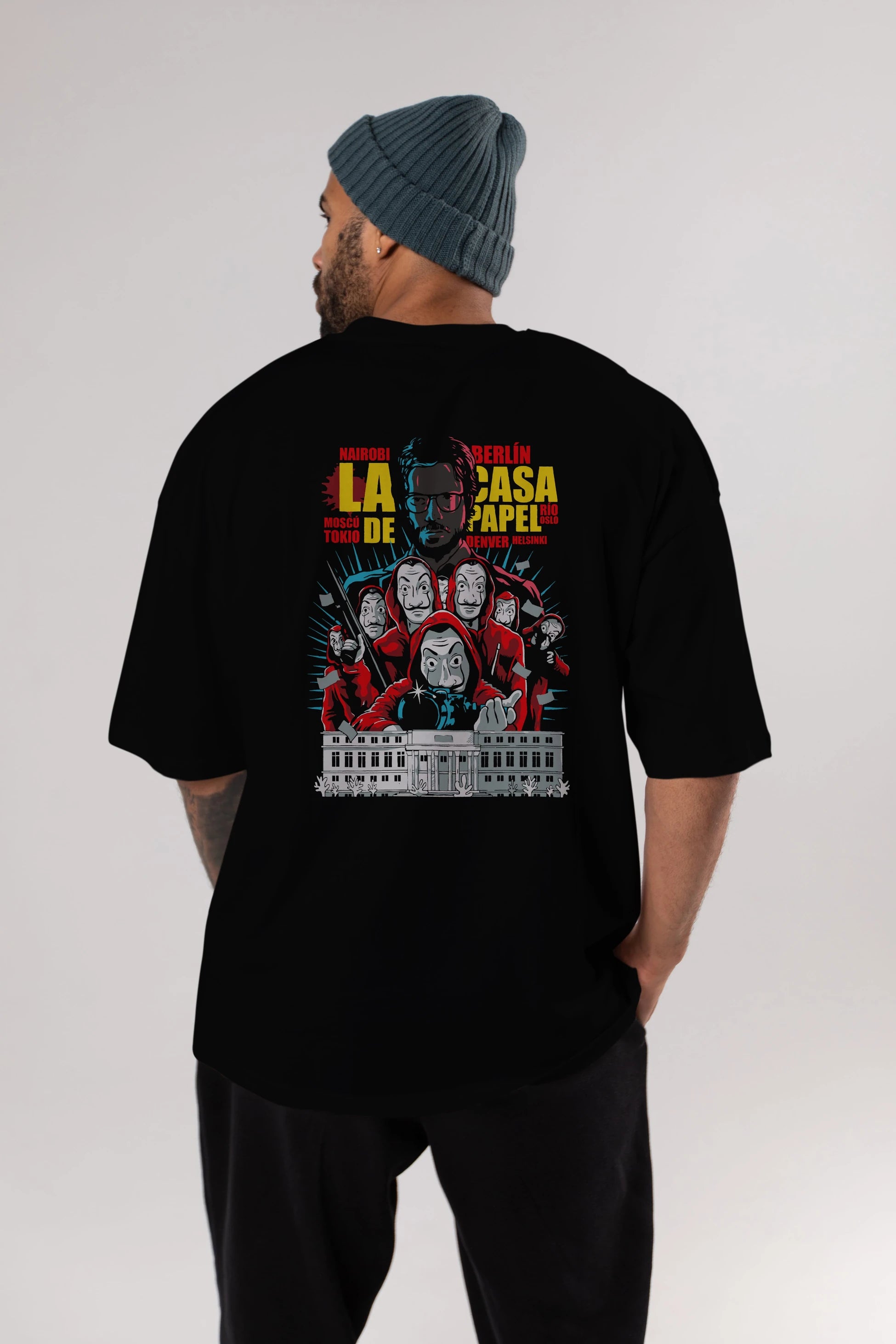 La Casa De Papel (6) Arka Baskılı Oversize t-shirt Erkek Kadın Unisex %100 Pamuk Bisiklet Yaka tişort