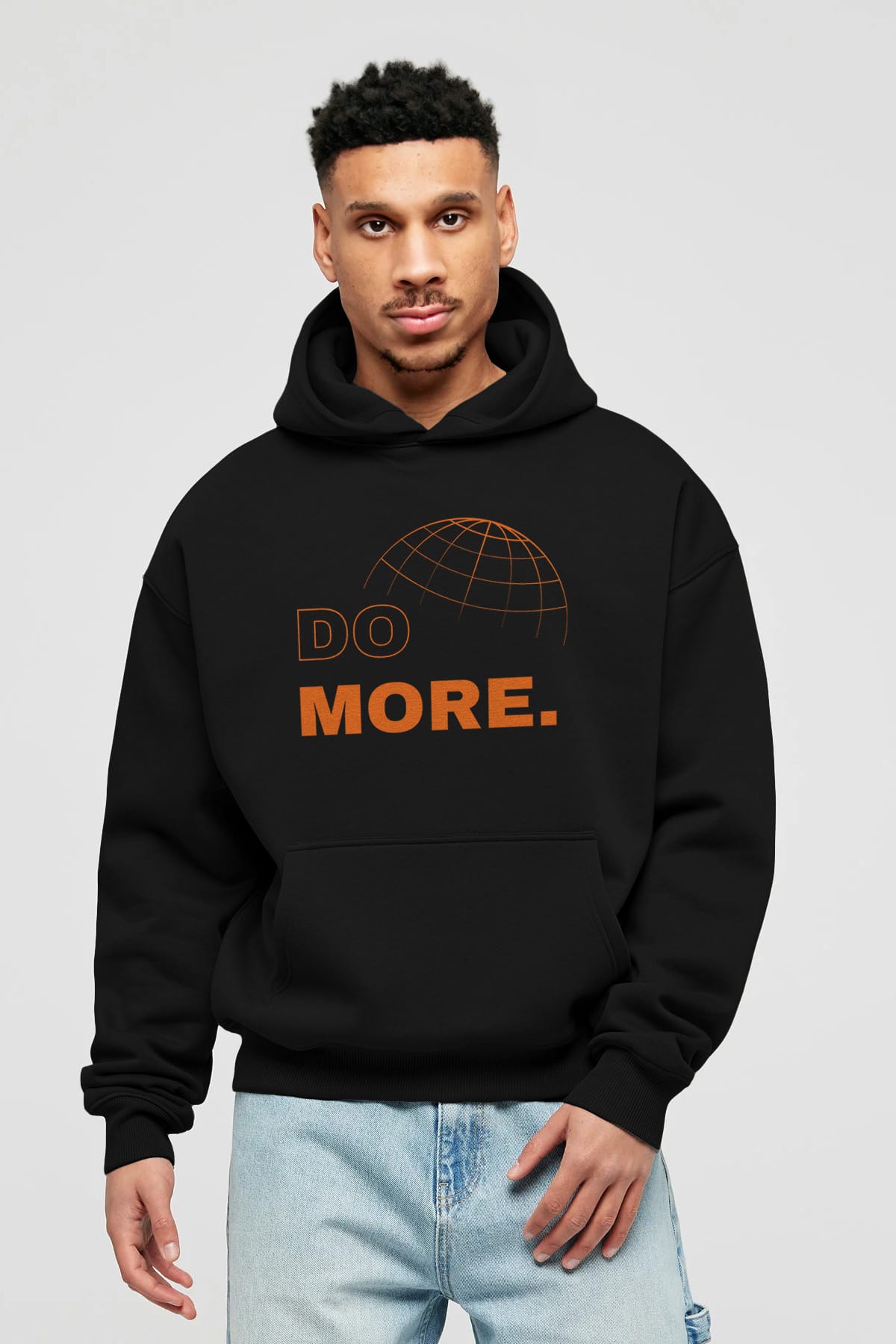 Do More Yazılı Ön Baskılı Oversize Hoodie Kapüşonlu Sweatshirt Erkek Kadın Unisex