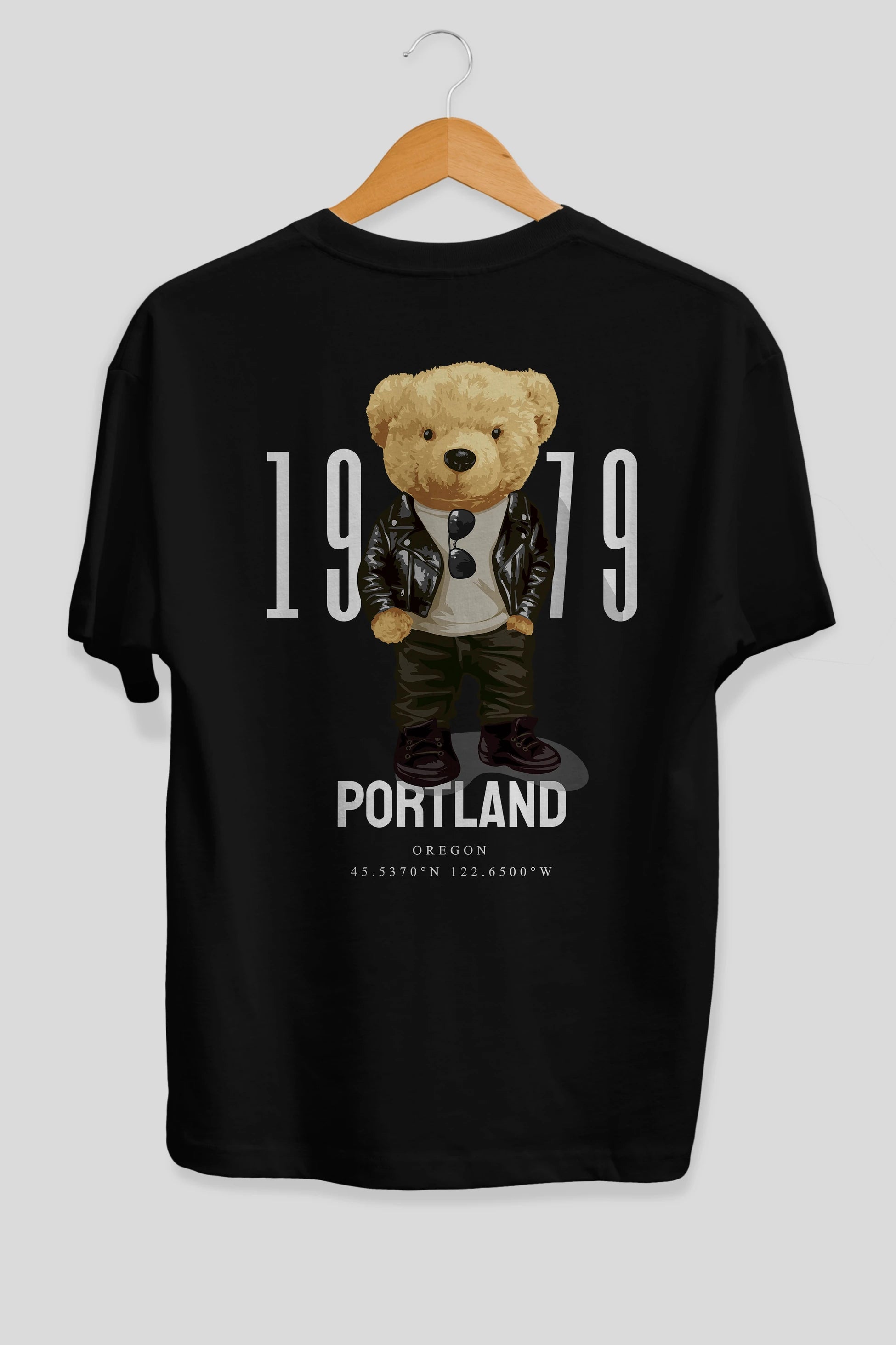 Teddy Bear Portland Arka Baskılı Oversize t-shirt Erkek Kadın Unisex %100 Pamuk