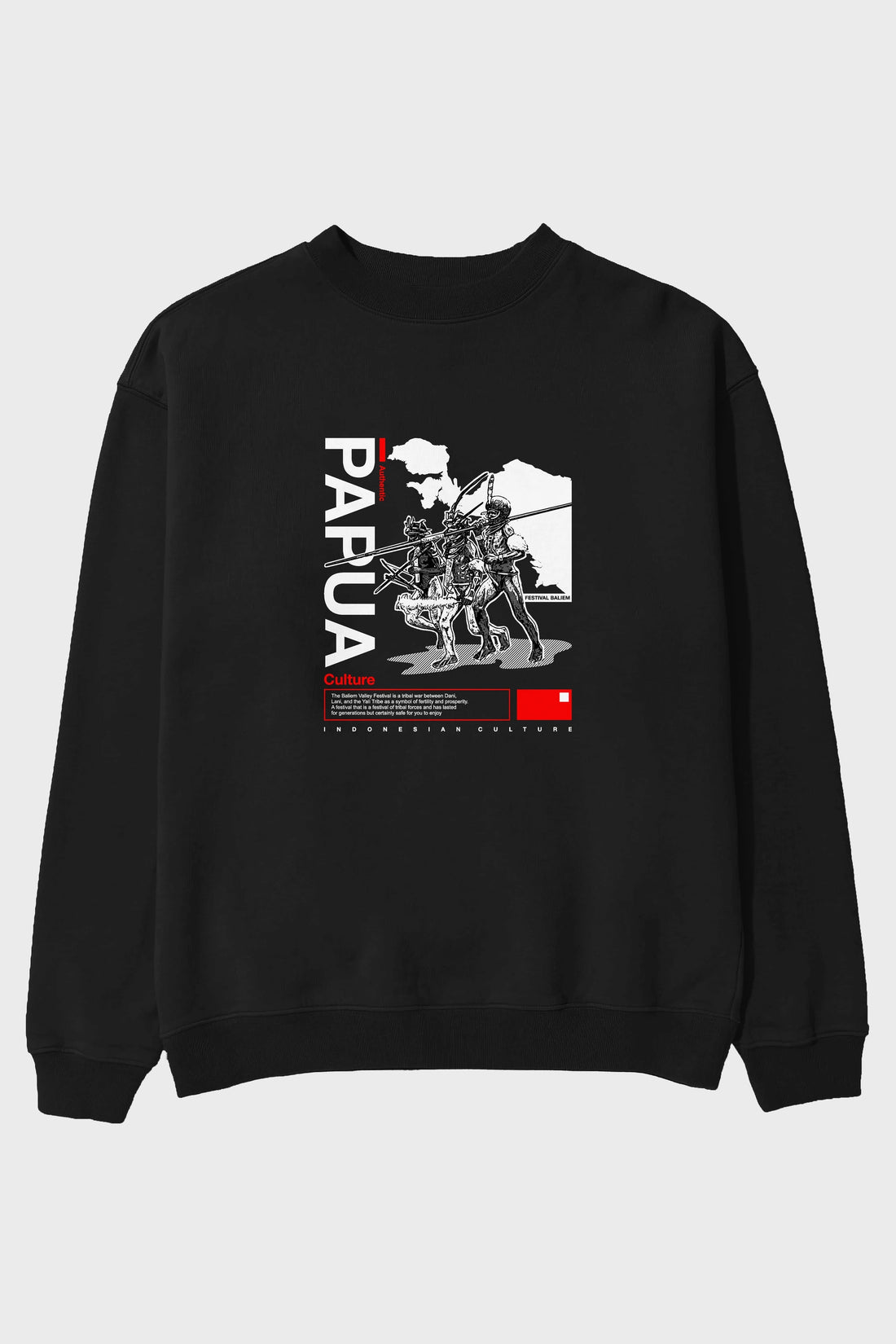 Papua Culture Ön Baskılı Oversize Sweatshirt Erkek Kadın Unisex