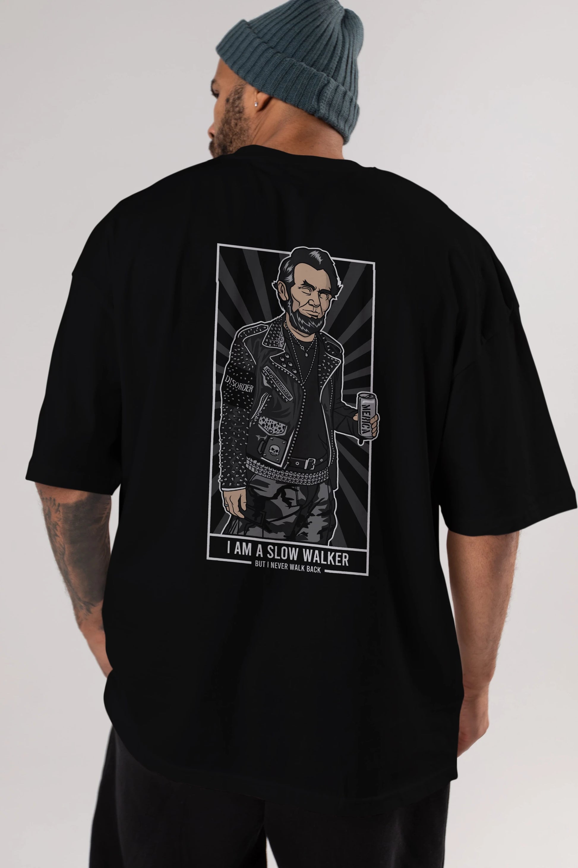 Lincoln Street Punk Arka Baskılı Oversize t-shirt Erkek Kadın Unisex %100 Pamuk tişort