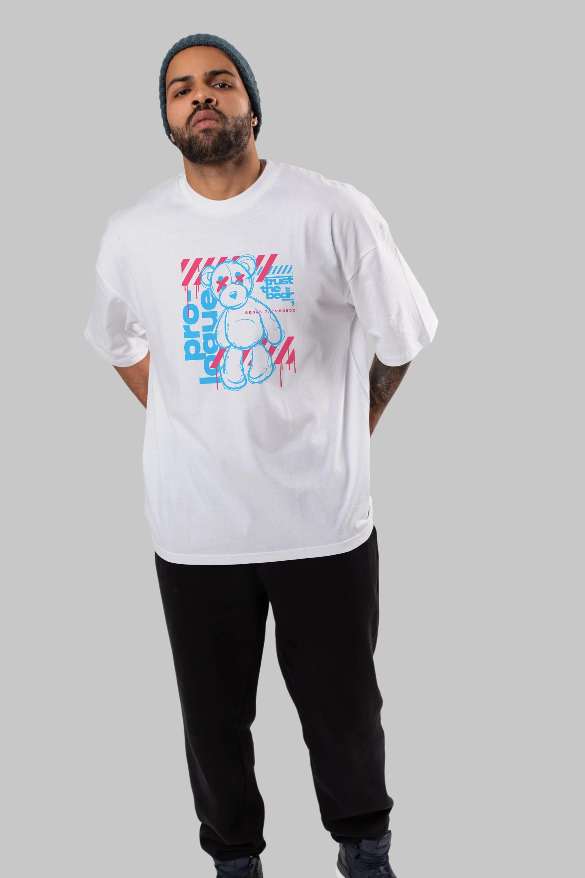 Trust The Bear Ön Baskılı Oversize t-shirt Erkek Kadın Unisex