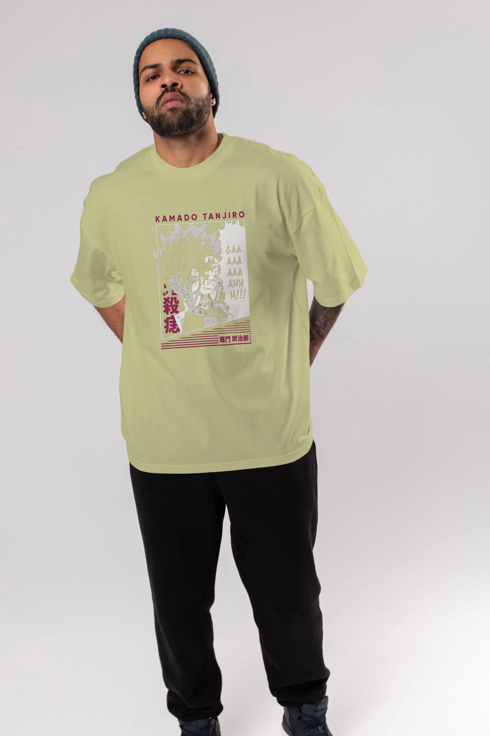 TANJIRO KAMADO 3 Anime Ön Baskılı Oversize t-shirt %100 pamuk Erkek Kadın Unisex