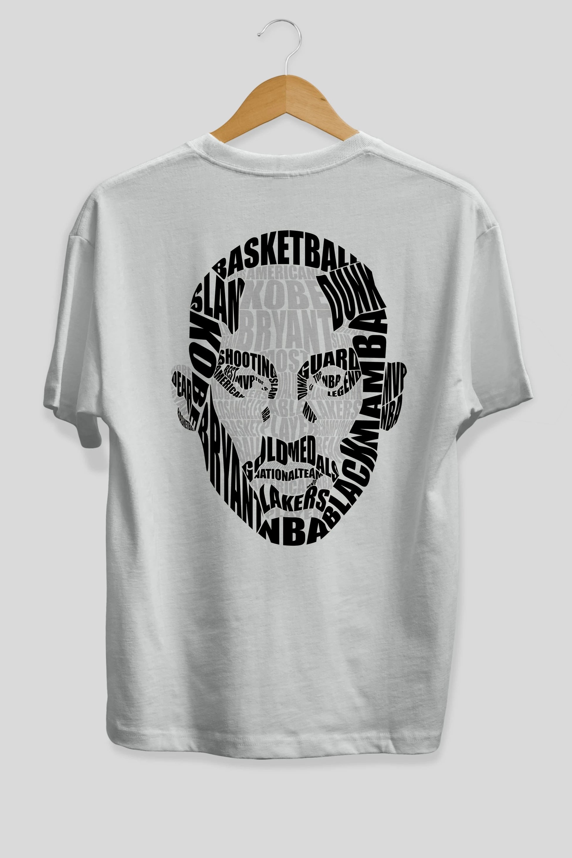 Kobe Bryan Calligram Arka Baskılı Oversize t-shirt %100 pamuk Erkek Kadın Unisex