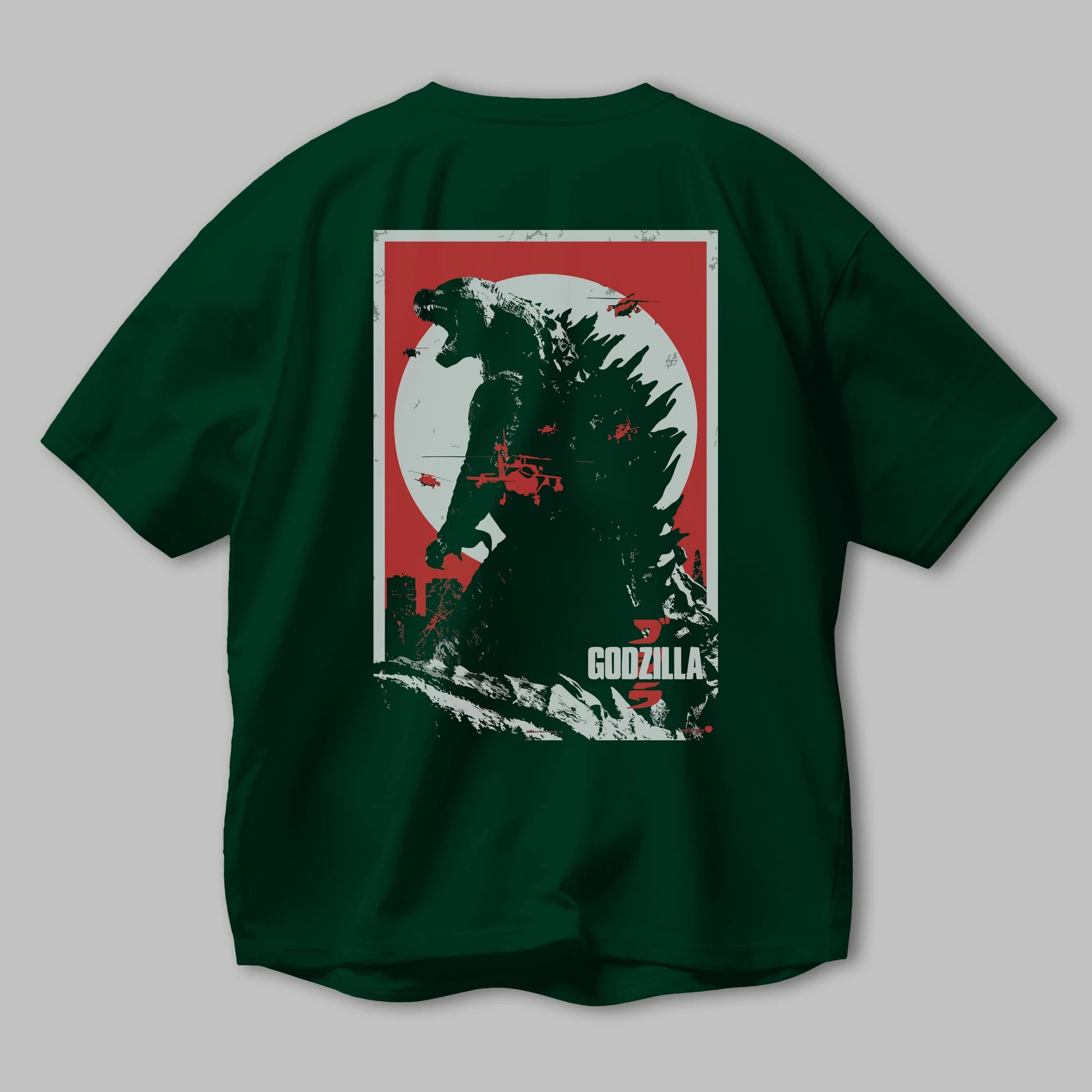 Godzilla (2) Arka Baskılı Oversize t-shirt Erkek Kadın Unisex %100 Pamuk Bisiklet Yaka tişort