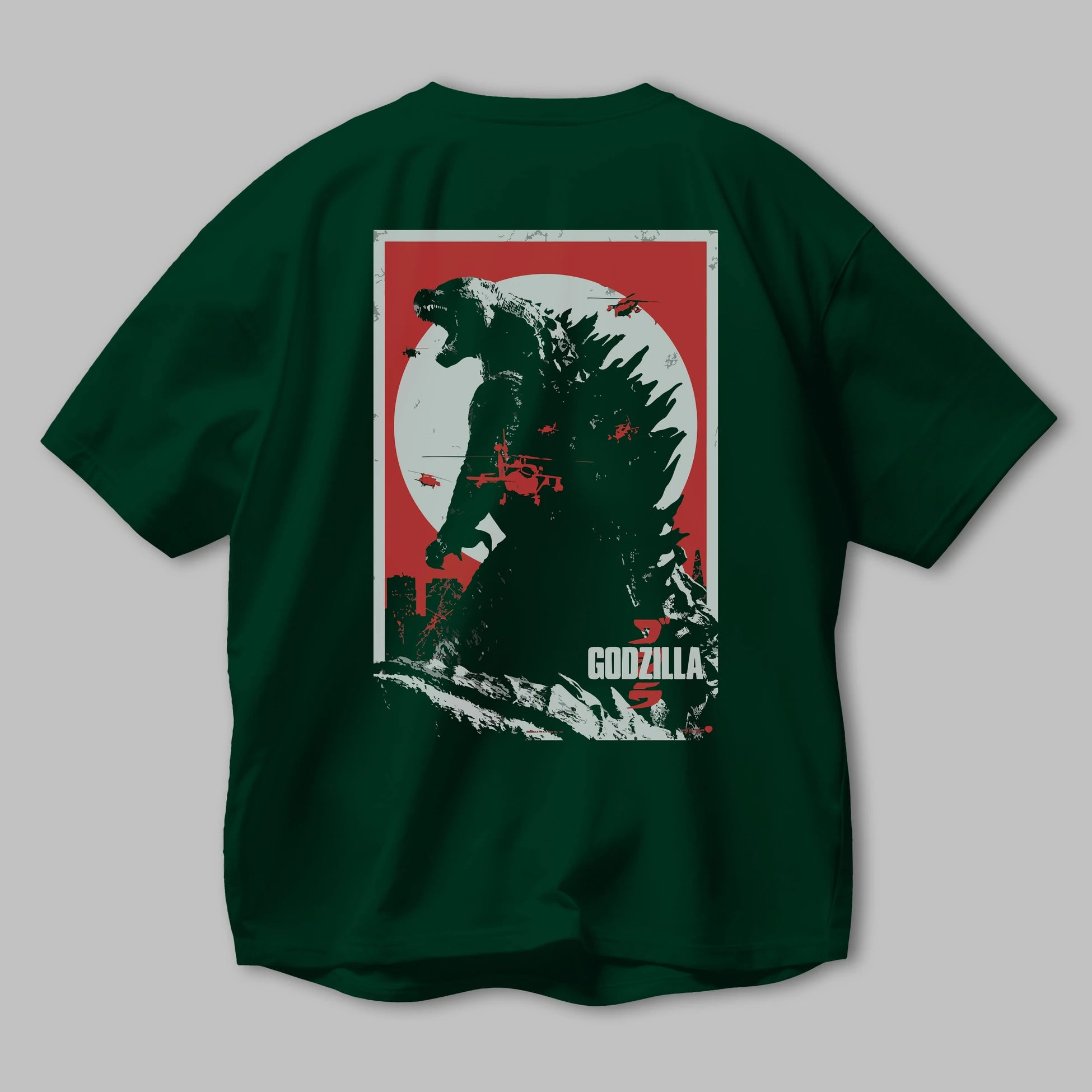 Godzilla (2) Arka Baskılı Oversize t-shirt Erkek Kadın Unisex %100 Pamuk Bisiklet Yaka tişort