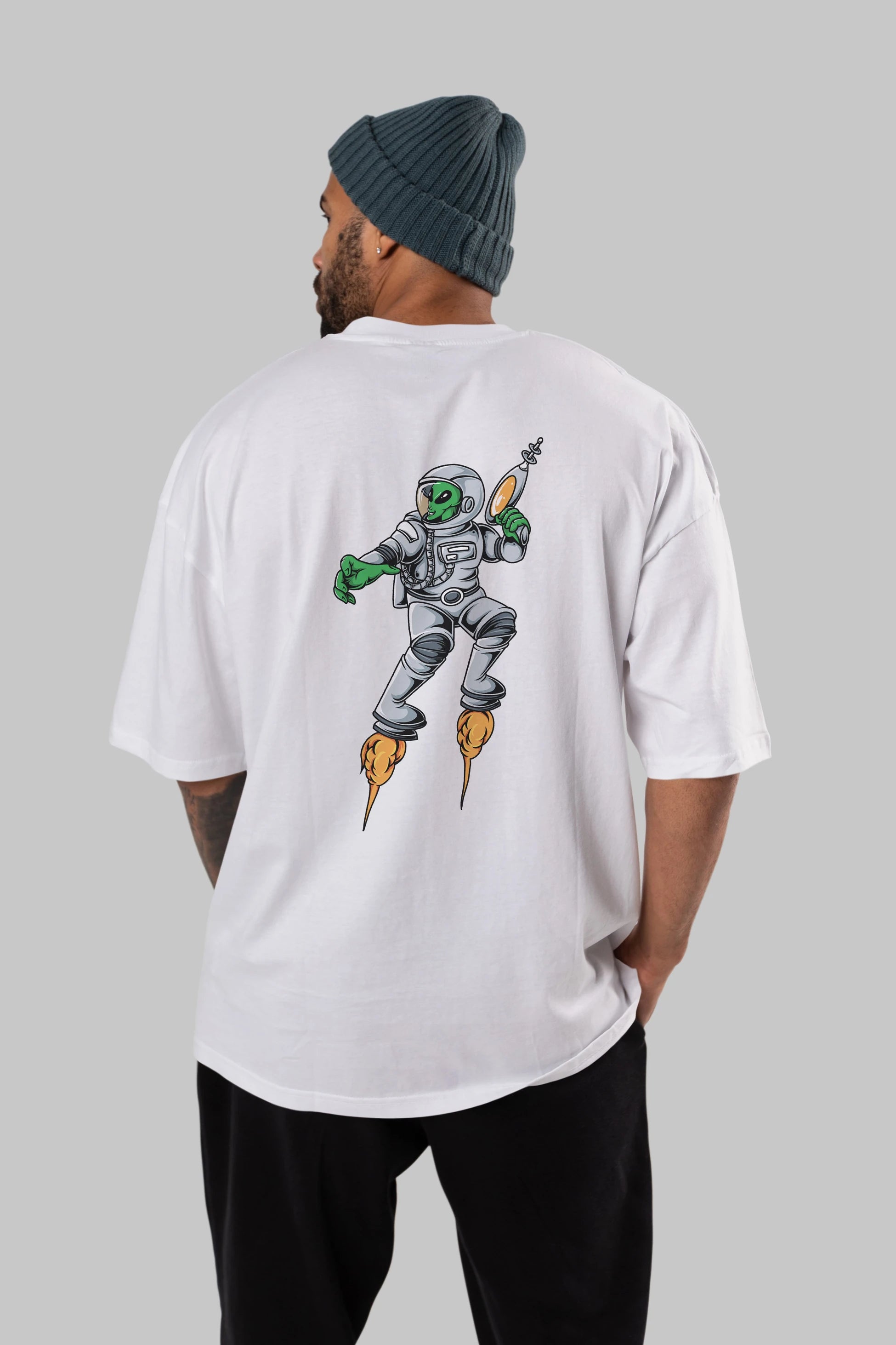 Alien Wars Arka Baskılı Oversize t-shirt Erkek Kadın Unisex