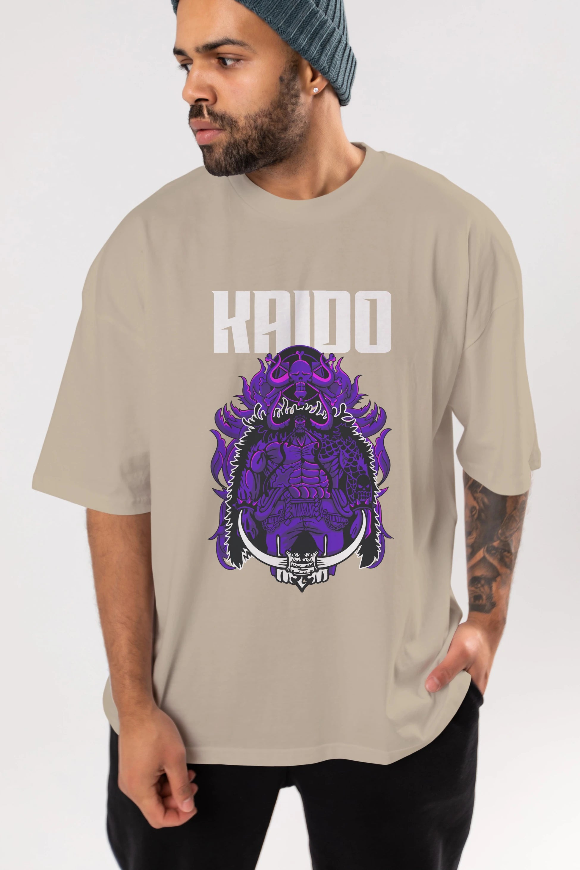 Kaido Anime Ön Baskılı Oversize t-shirt Erkek Kadın Unisex