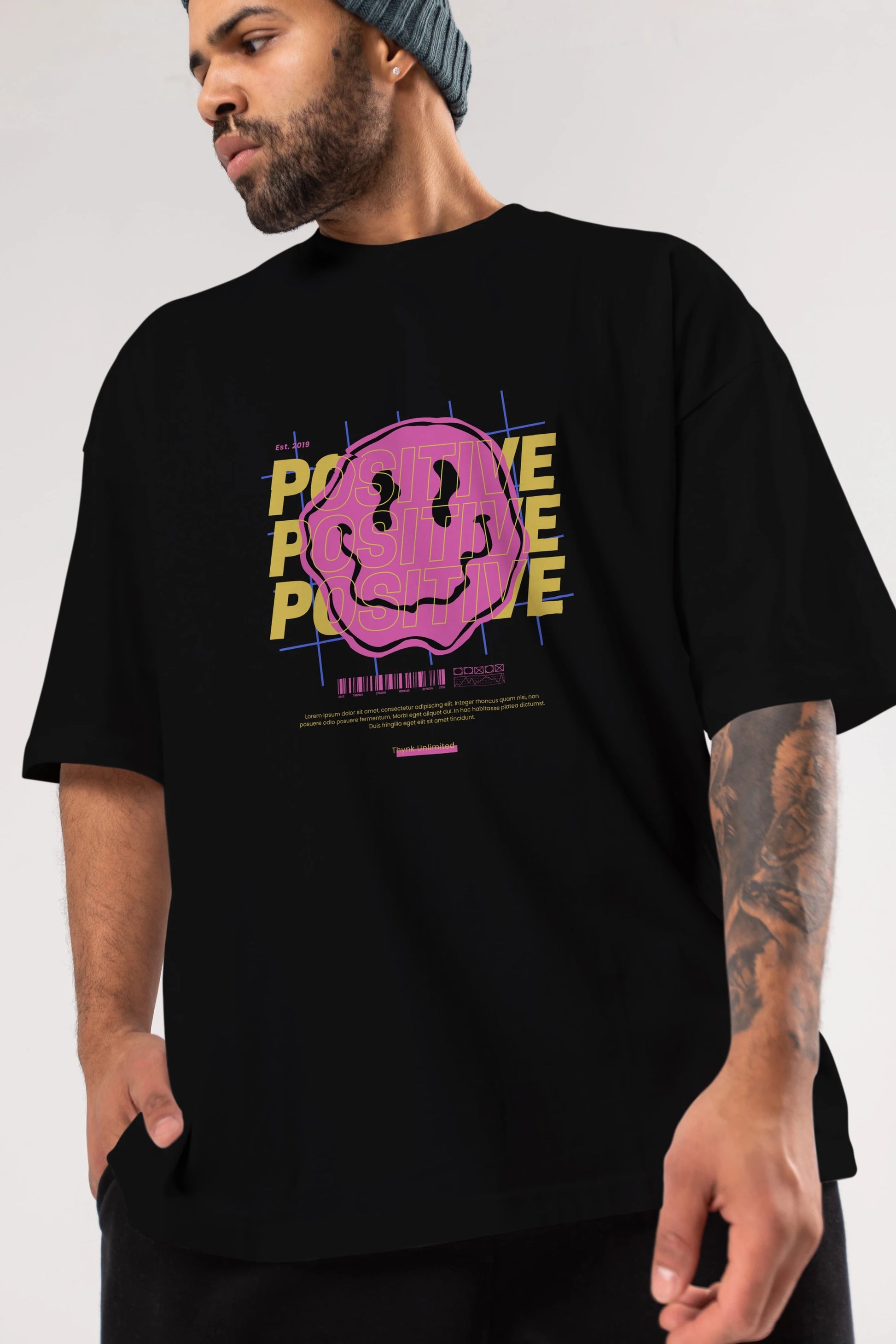 Positive 2 Ön Baskılı Oversize t-shirt Erkek Kadın Unisex