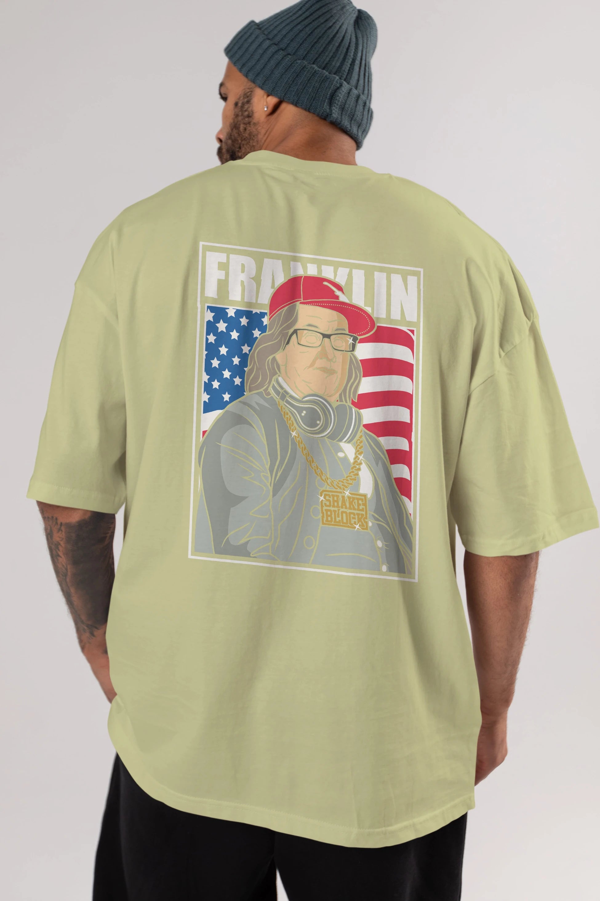 Franklin Rapper Arka Baskılı Oversize t-shirt Erkek Kadın Unisex %100 Pamuk tişort