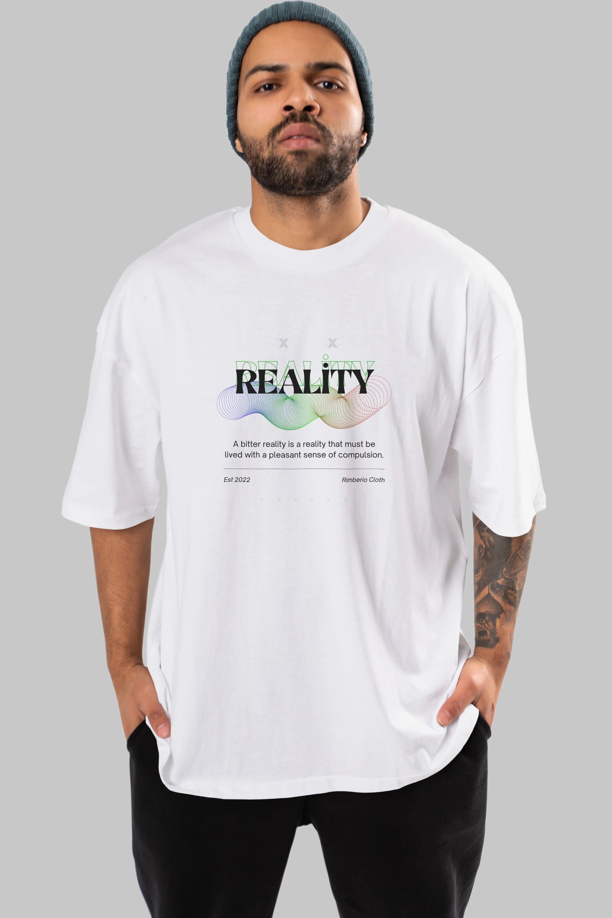 Reality 2 Ön Baskılı Oversize t-shirt Erkek Kadın Unisex