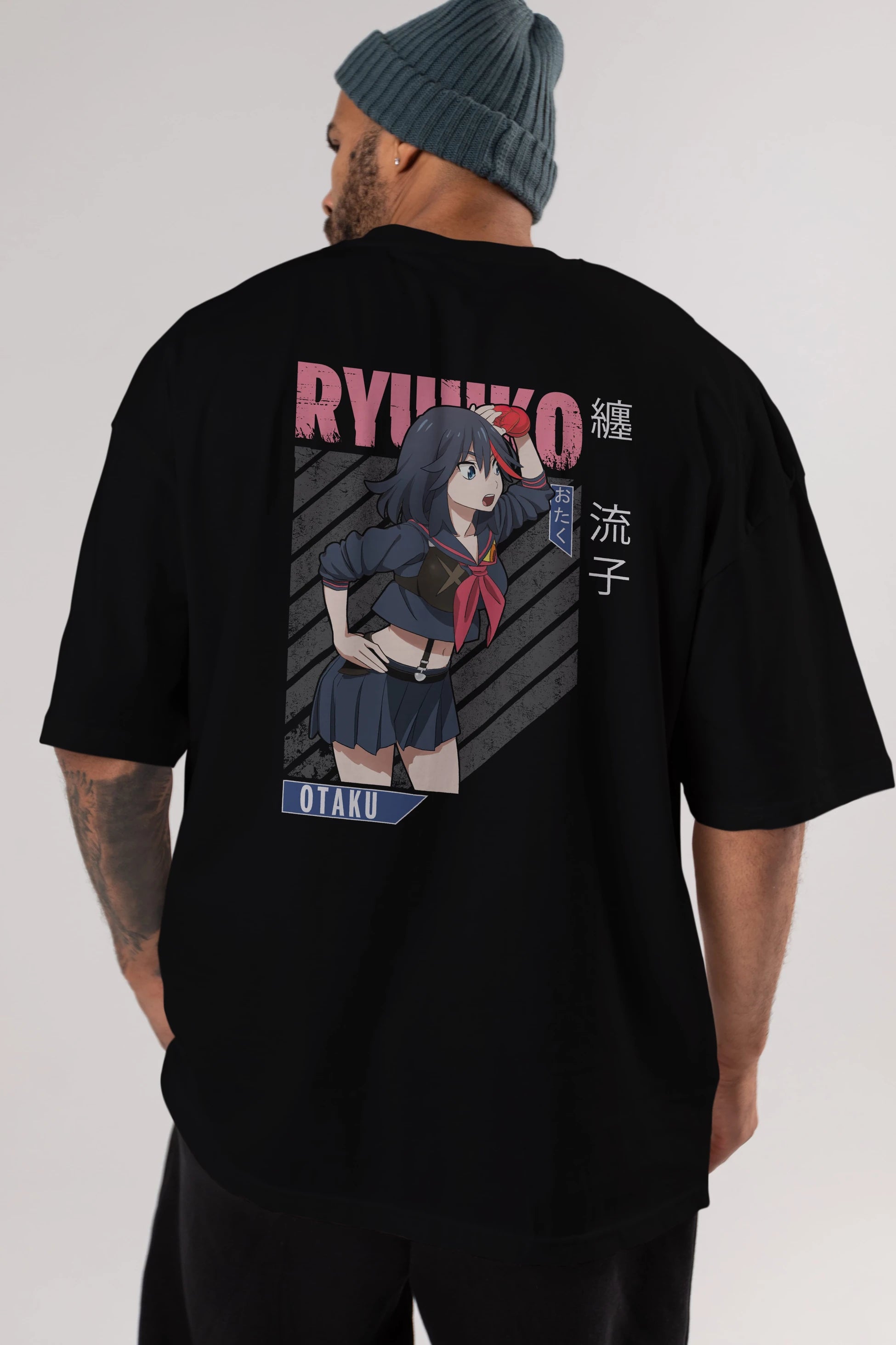 Ryuuko Matoi 6 Anime Arka Baskılı Oversize t-shirt Erkek Kadın Unisex