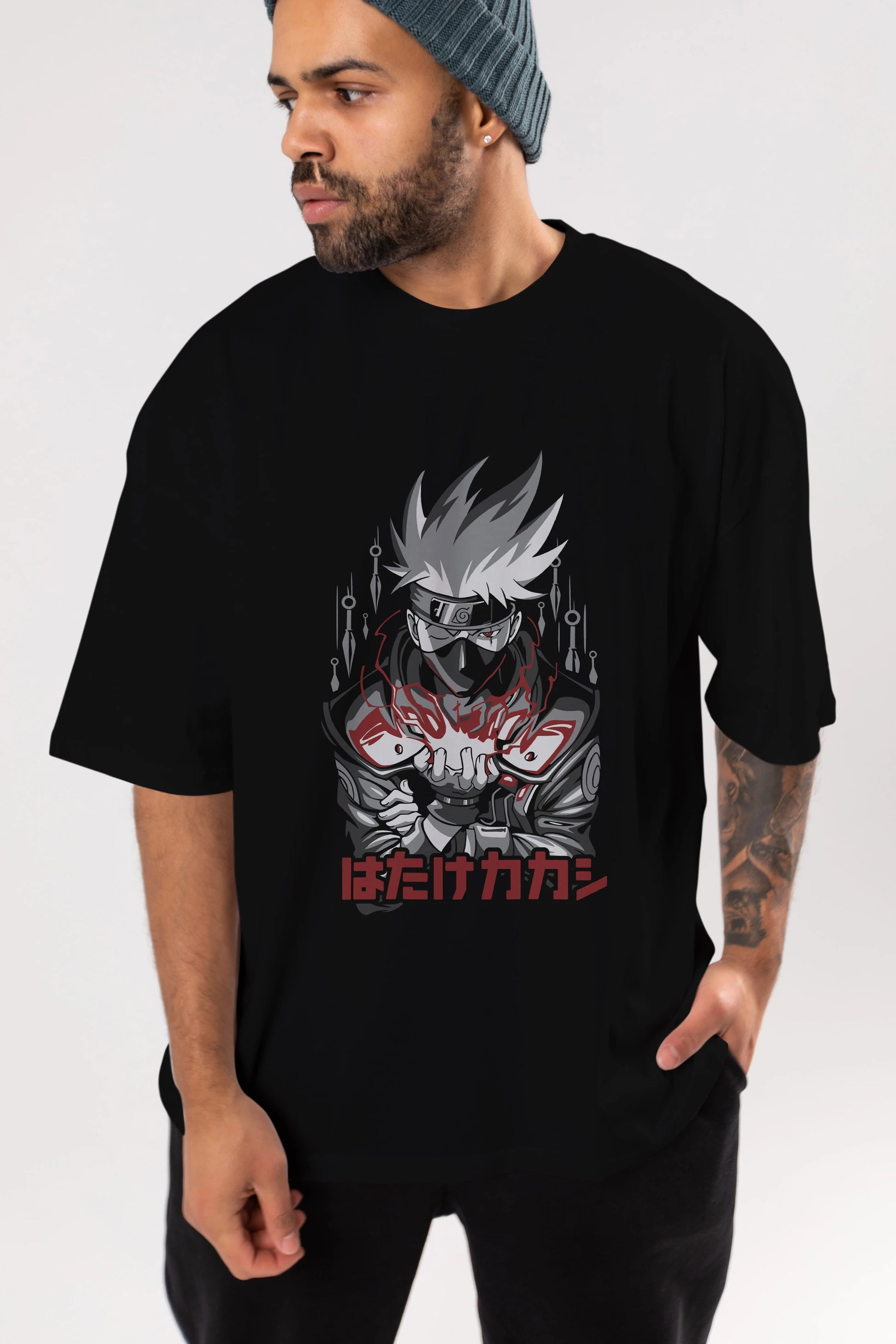 KAKASHI HATAKE NARUTO 1 Anime Ön Baskılı Oversize t-shirt %100 pamuk Erkek Kadın Unisex