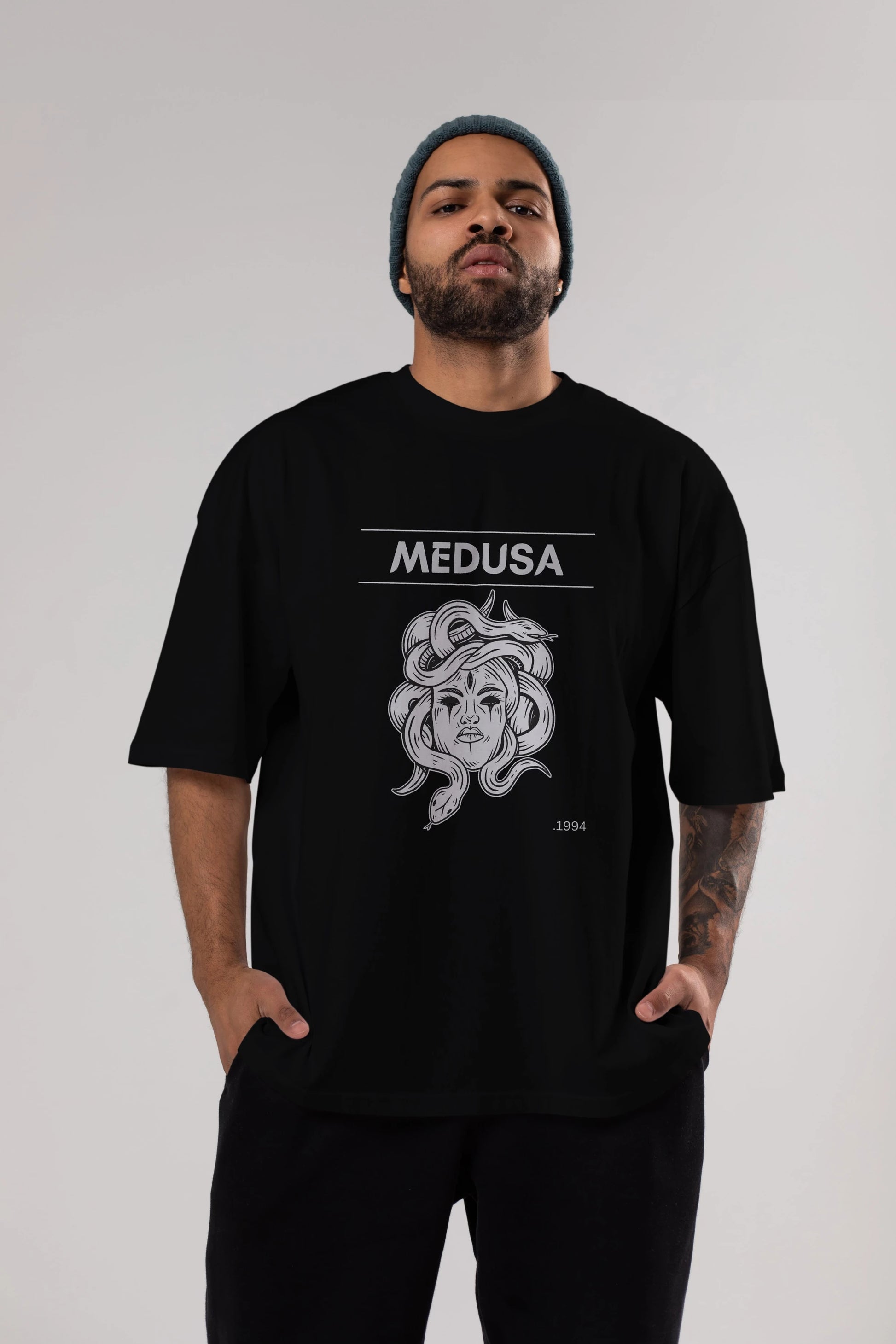 Medusa Ön Baskılı Oversize t-shirt Erkek Kadın Unisex