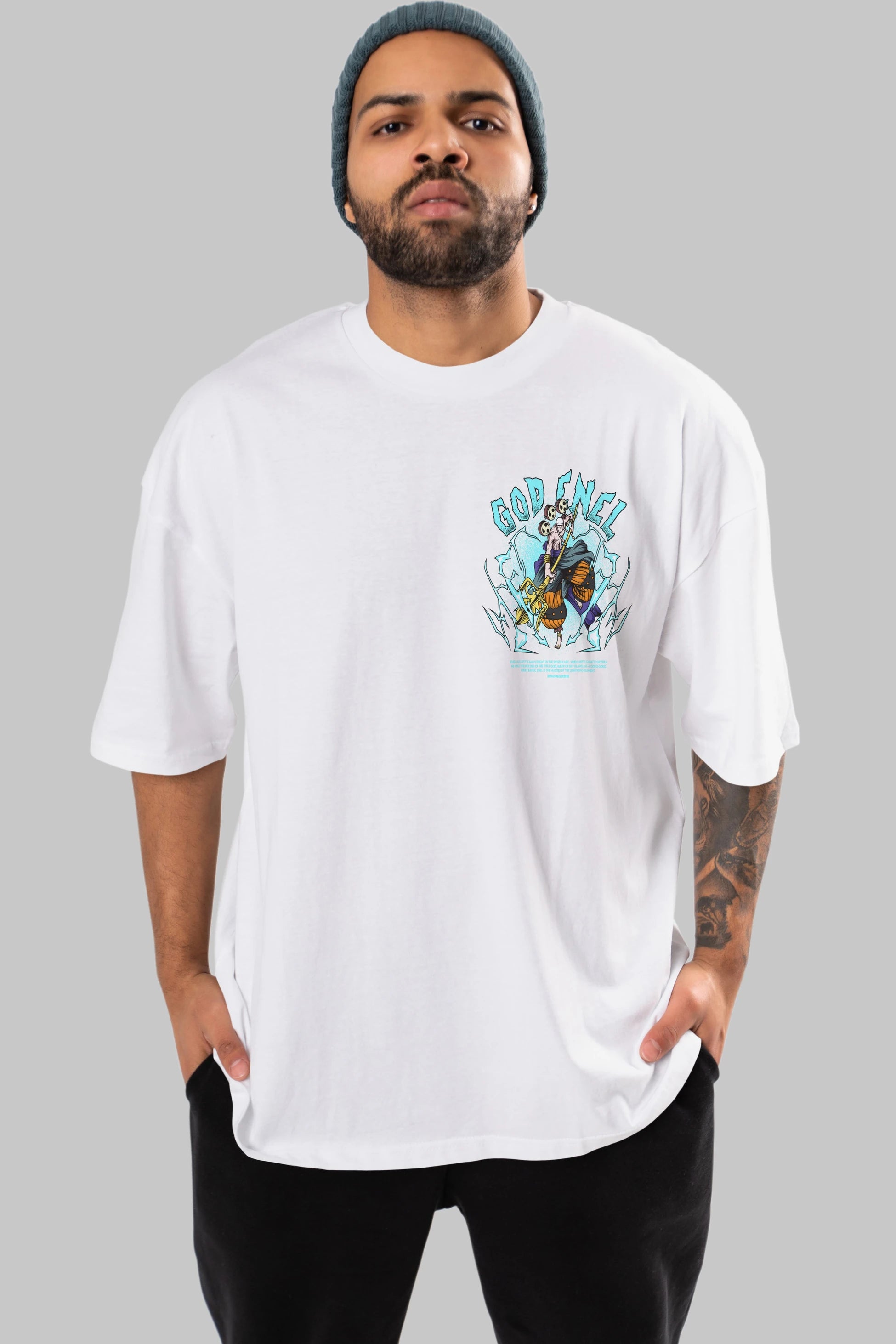 Eneru Ön Sol Baskılı Oversize t-shirt Erkek Kadın Unisex %100 Pamuk Bisiklet Yaka tişort