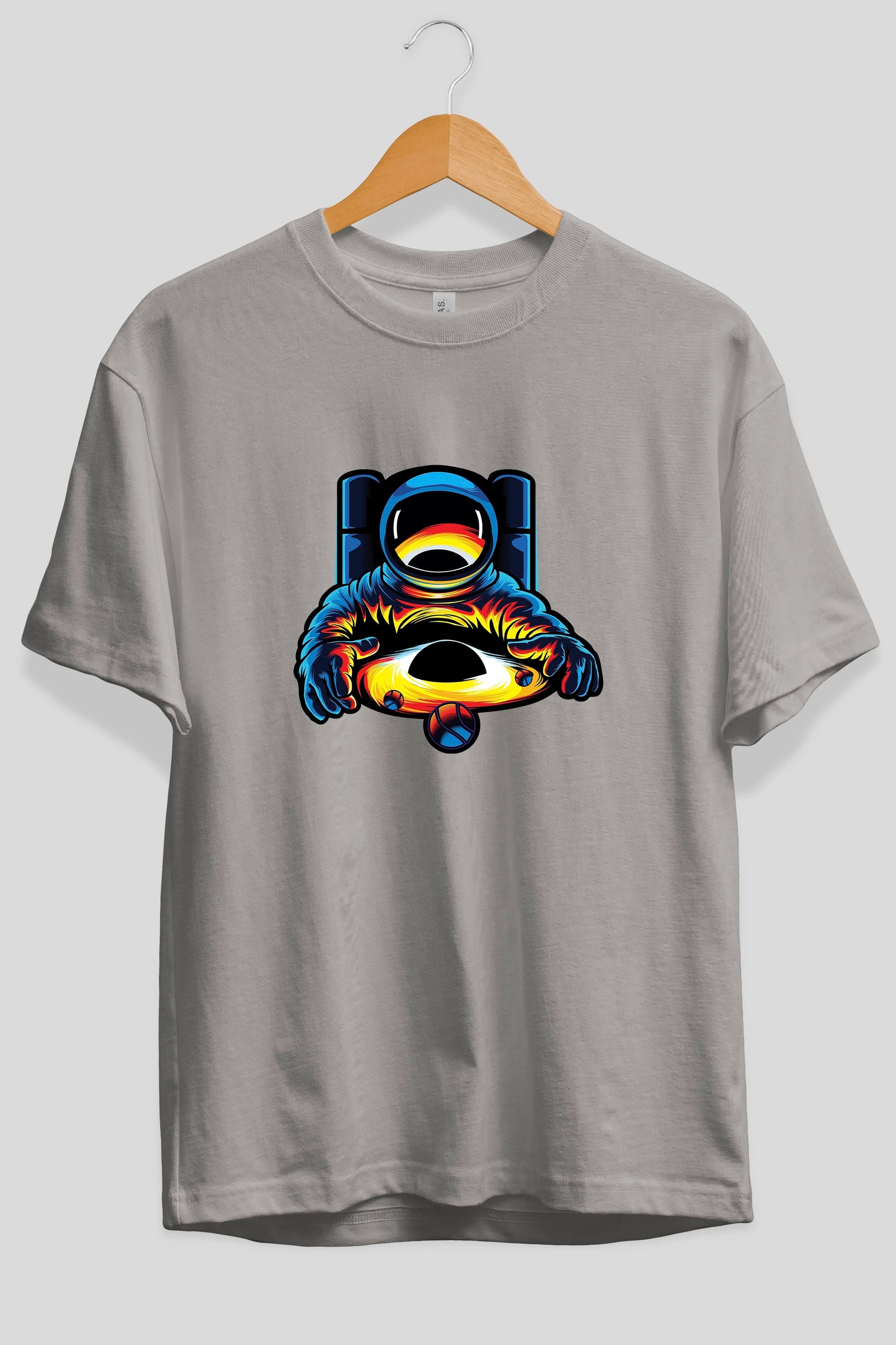 Astronaut & Black Hole Ön Baskılı Oversize t-shirt Erkek Kadın Unisex