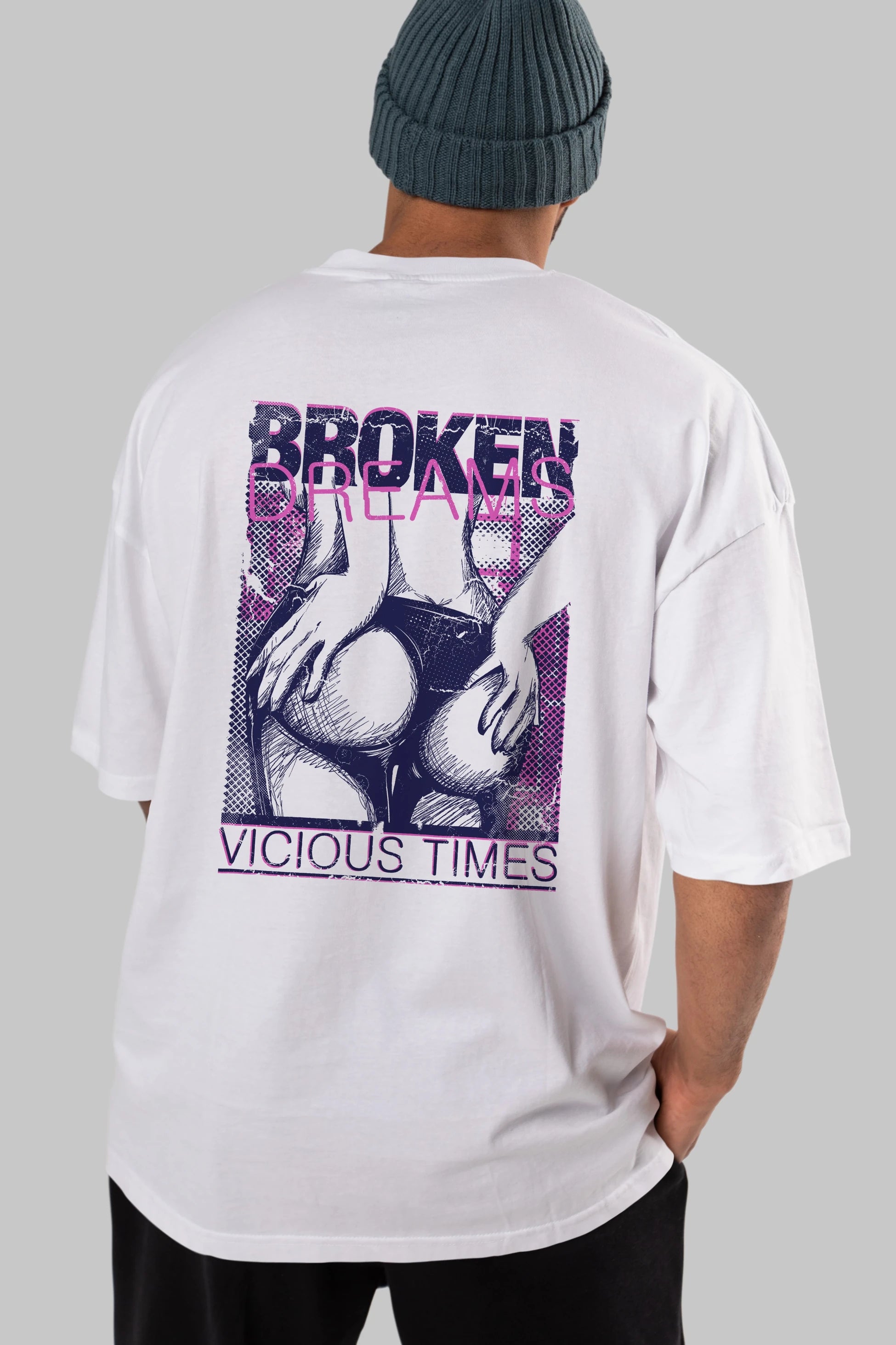 Broken Dreams Arka Baskılı Oversize t-shirt Erkek Kadın Unisex