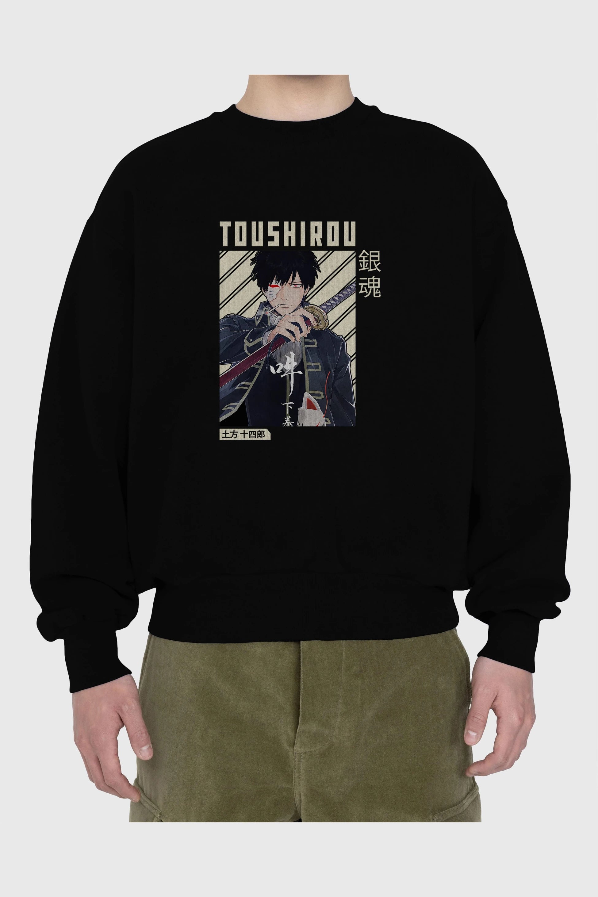 Toushirou Hijikata Anime Ön Baskılı Oversize Sweatshirt Erkek Kadın Unisex