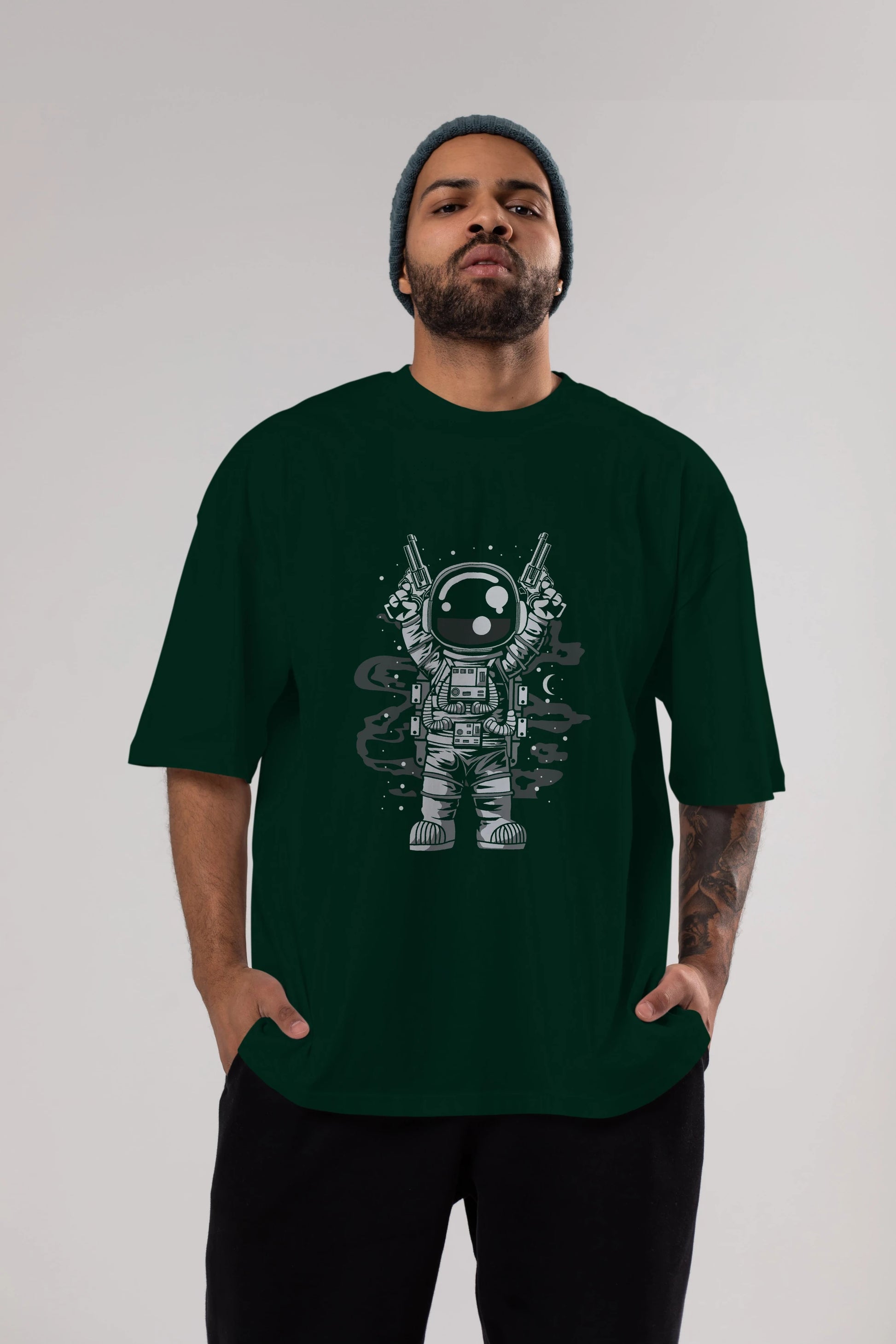Astronaut Gun Ön Baskılı Oversize t-shirt Erkek Kadın Unisex