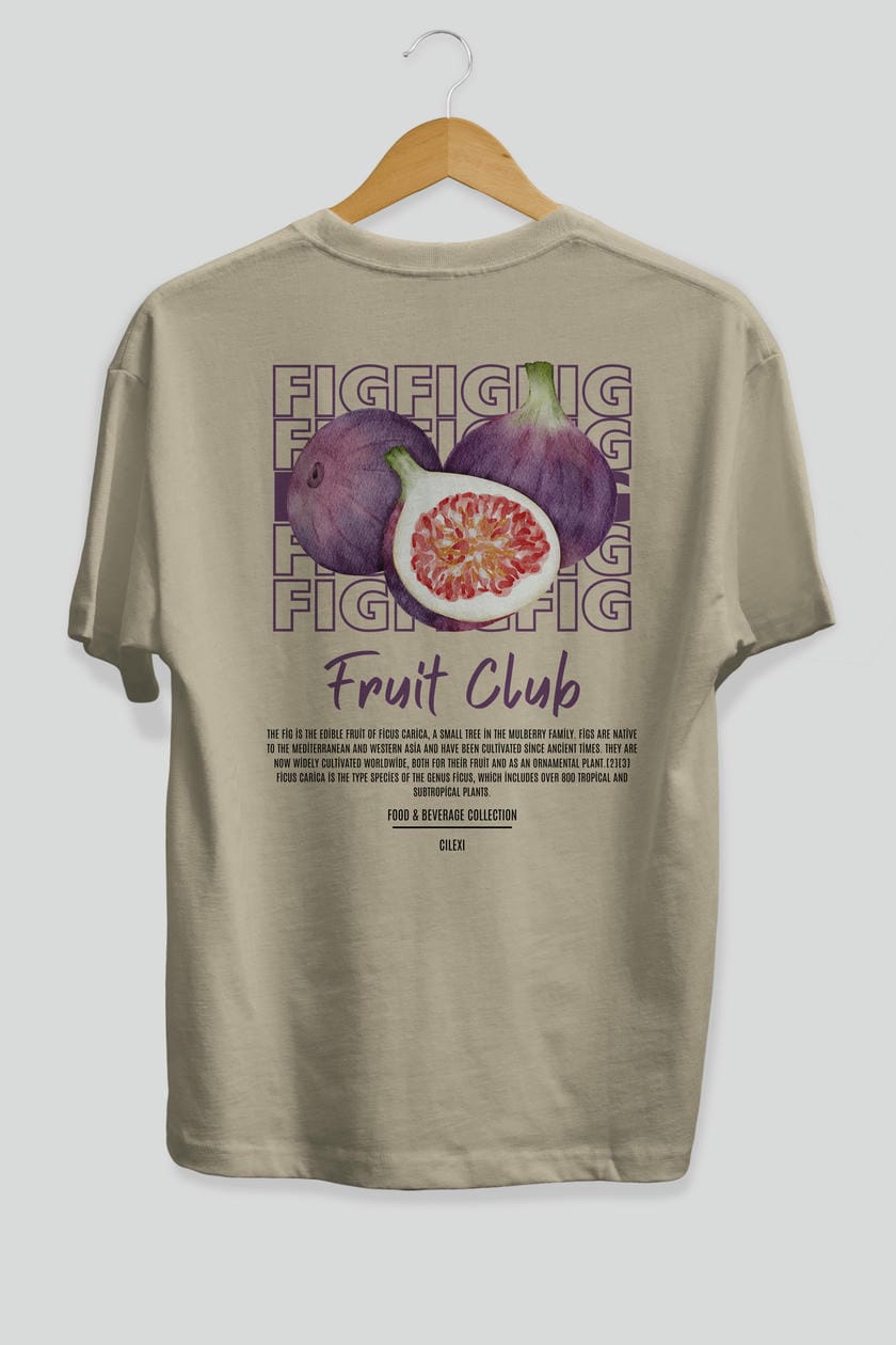 Fig Arka Baskılı Oversize t-shirt Erkek Kadın Pamuk Bisiklet Yaka tişort