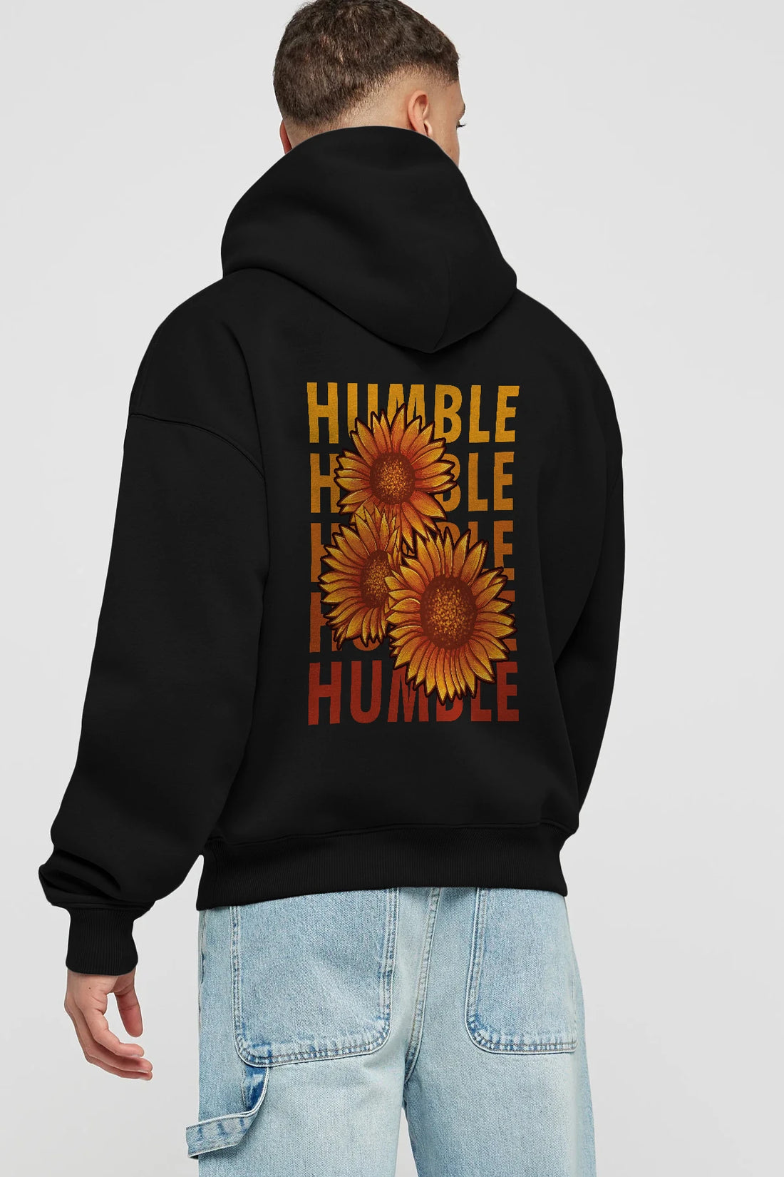 Humble 2 Arka Baskılı Hoodie Oversize Kapüşonlu Sweatshirt Erkek Kadın Unisex