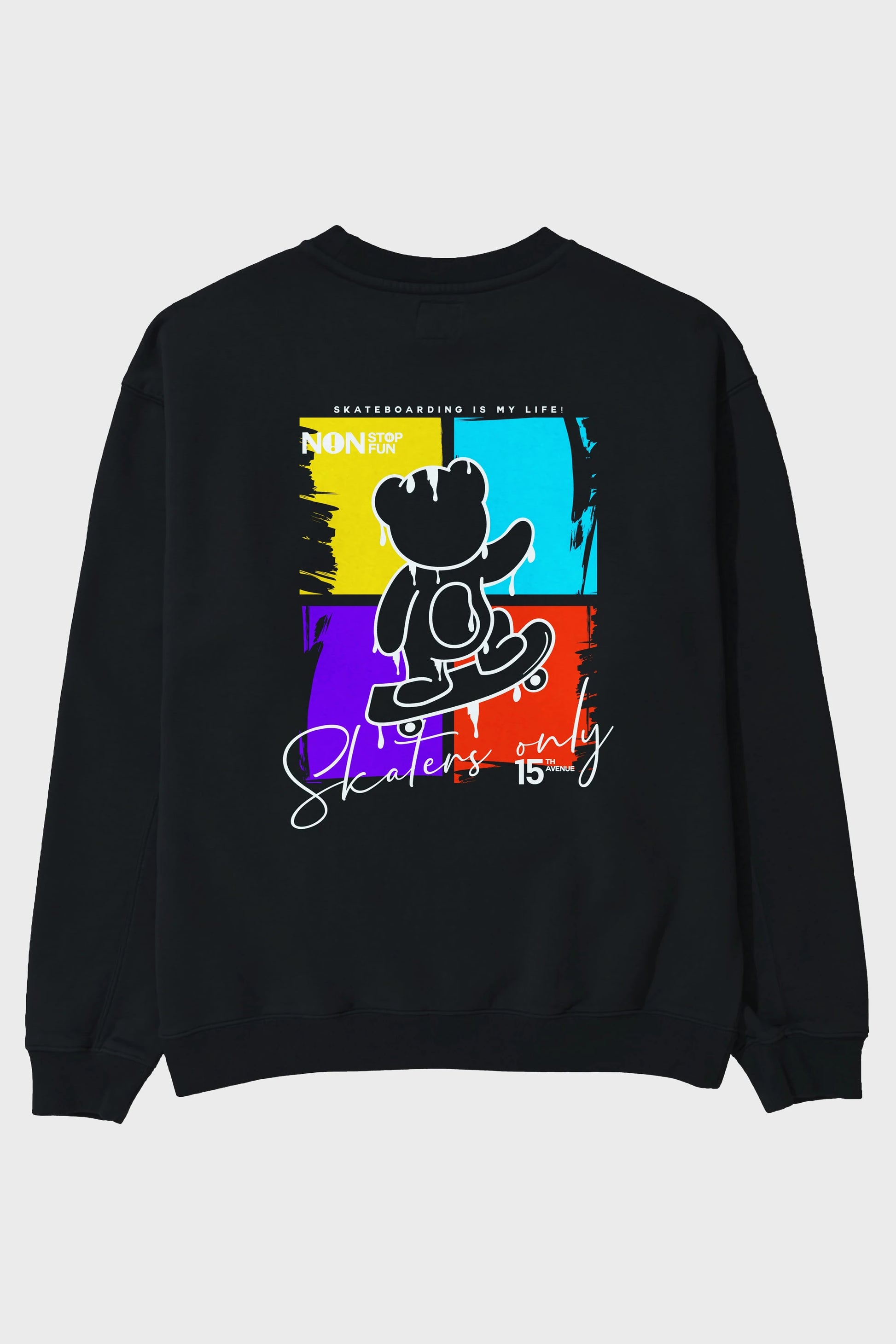 Skaters Only Bear Arka Baskılı Oversize Sweatshirt Erkek Kadın Unisex