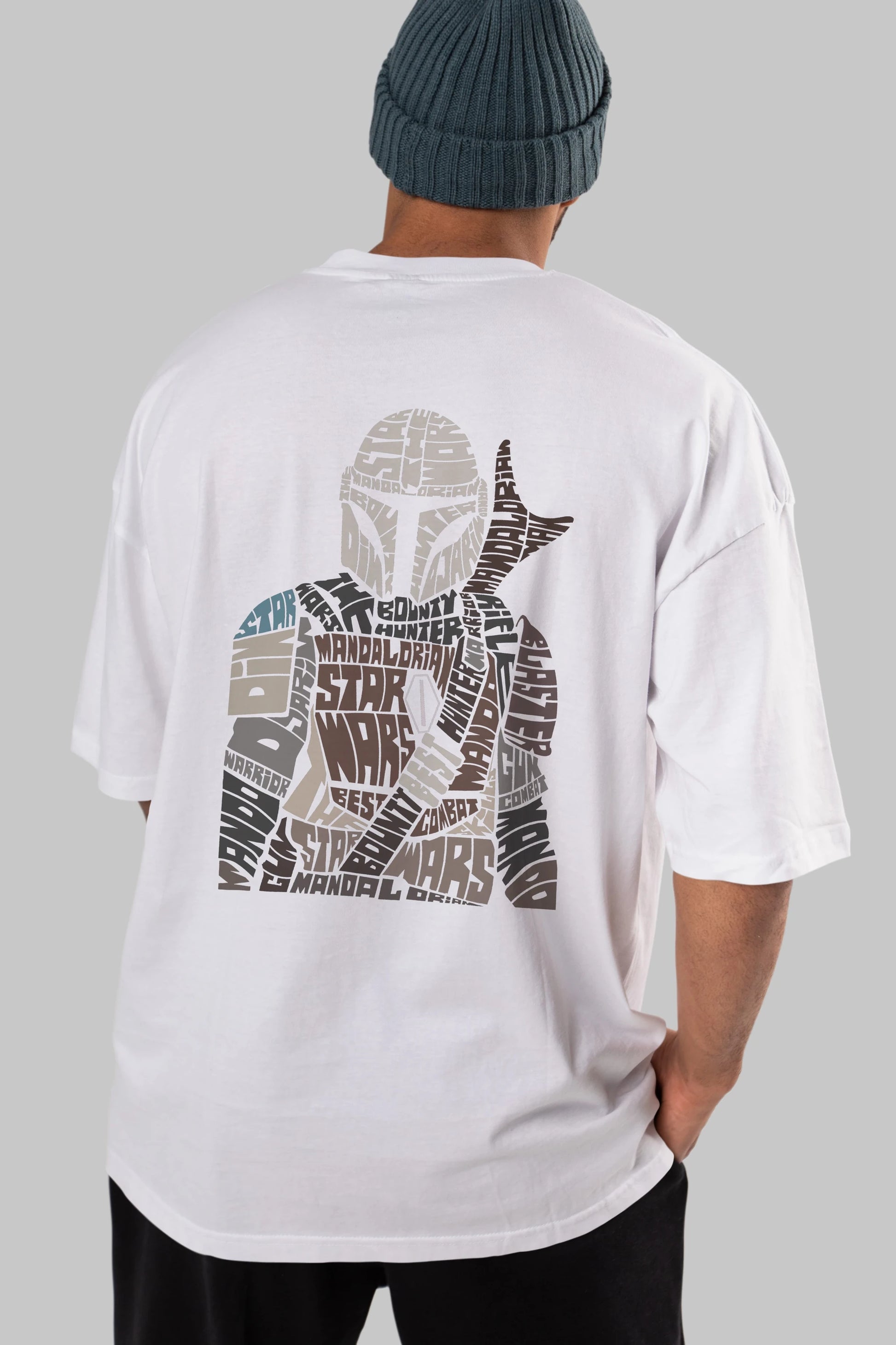 Mandalorian Arka Baskılı Oversize t-shirt %100 pamuk Erkek Kadın Unisex