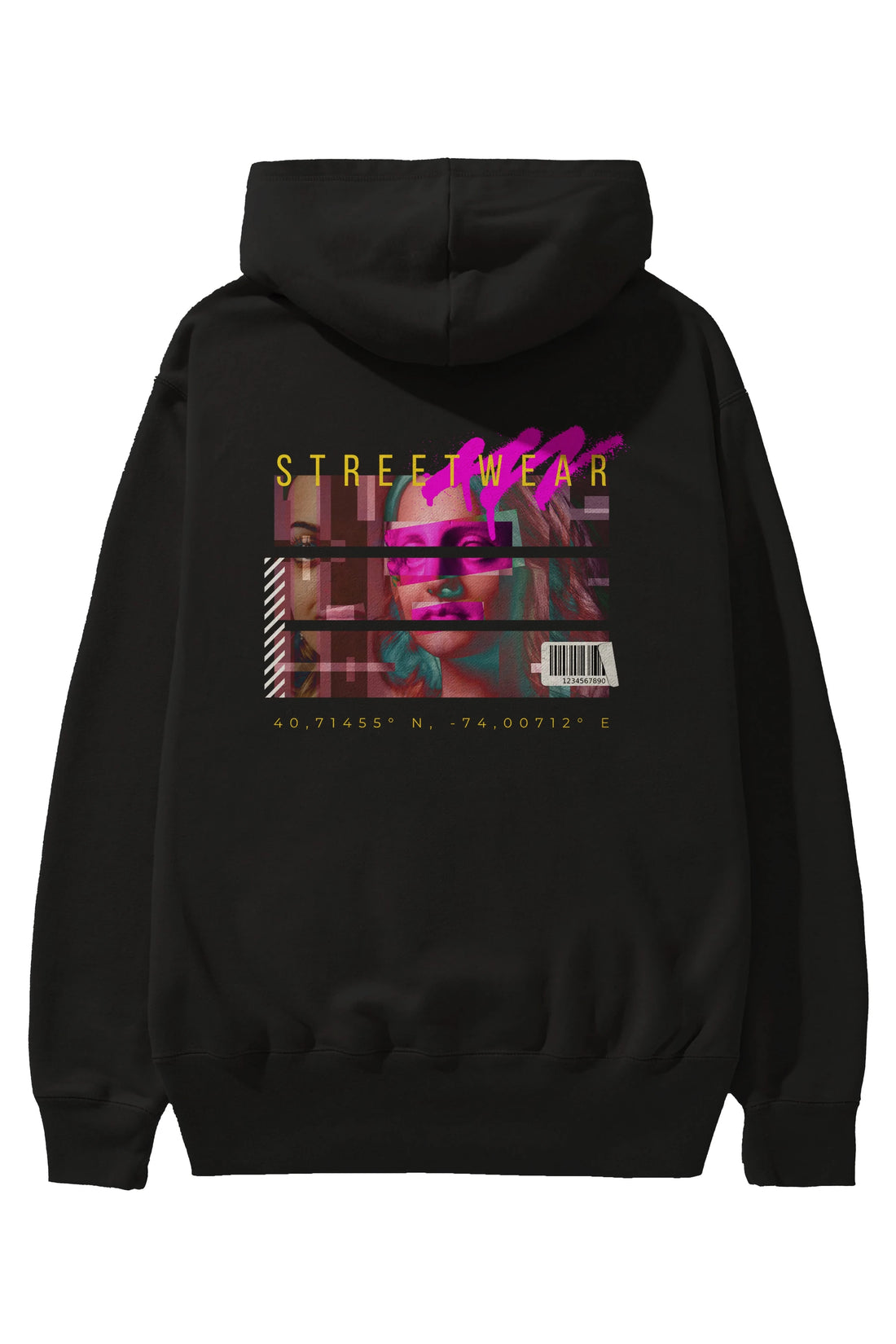 Futuristic Streetwear 2 Arka Baskılı Oversize Hoodie Kapüşonlu Sweatshirt Erkek Kadın Unisex