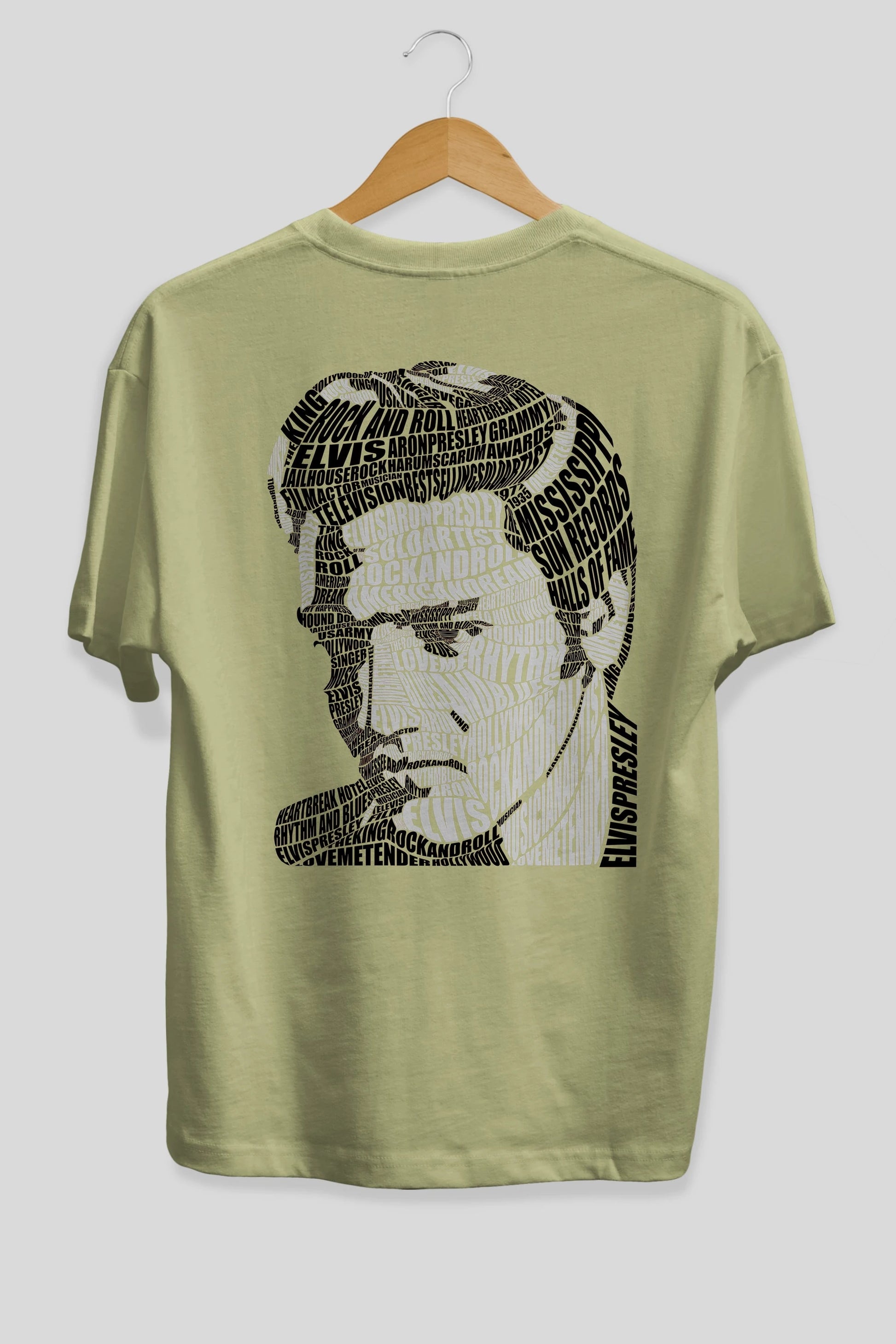 Elvis Presley Calligram Arka Baskılı Oversize t-shirt %100 pamuk Erkek Kadın Unisex