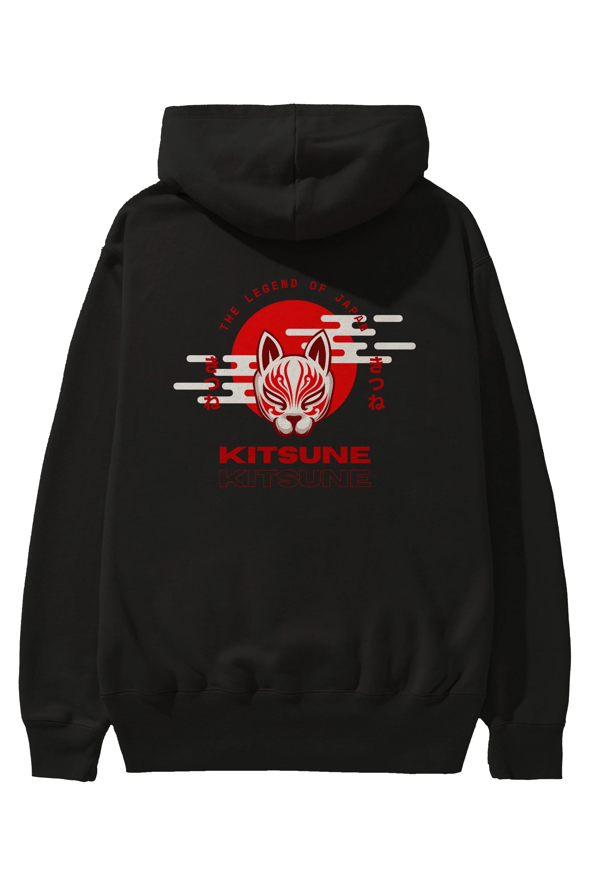 Kitsune Mask Arka Baskılı Oversize Hoodie Kapüşonlu Sweatshirt Erkek Kadın Unisex