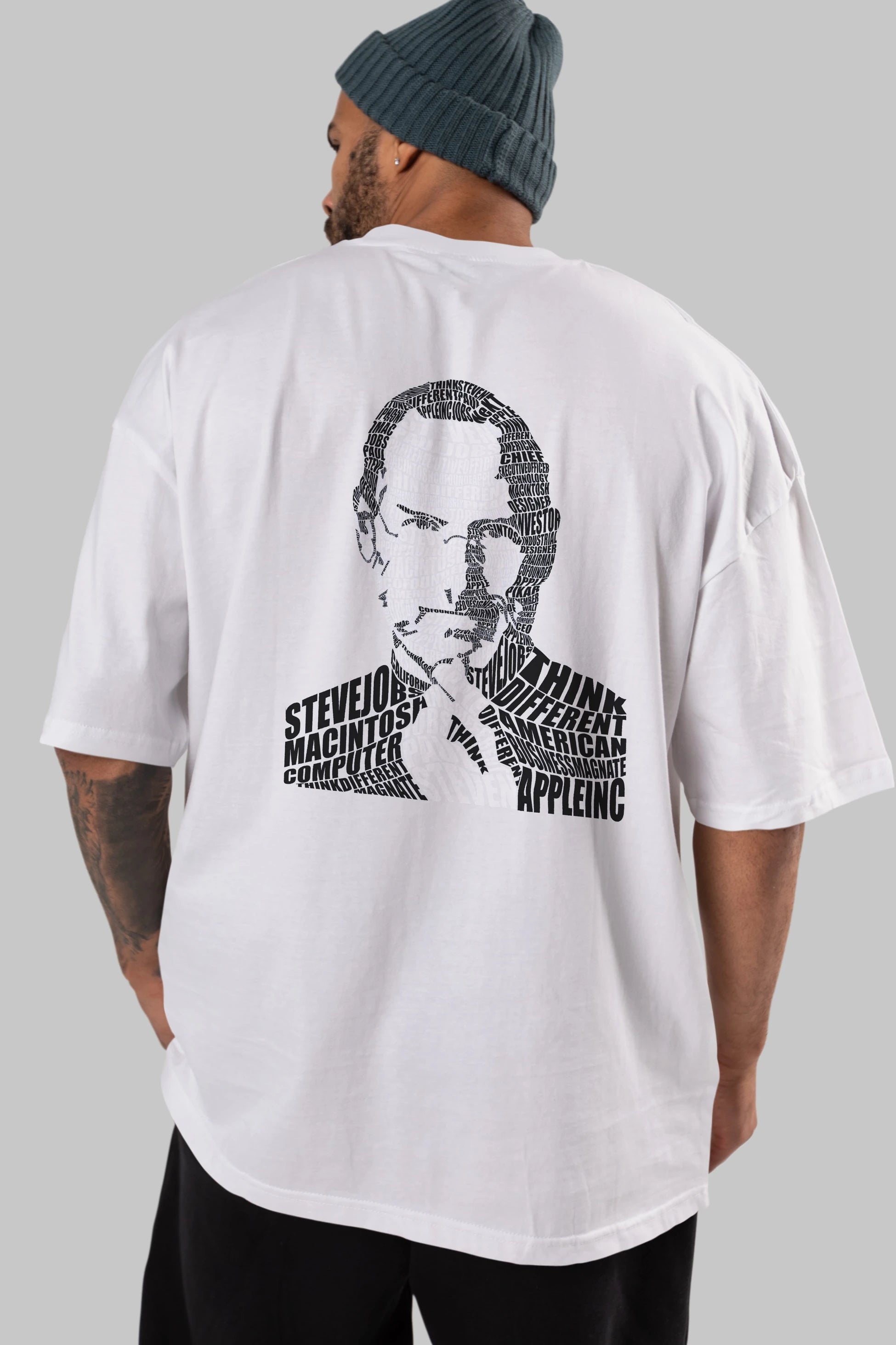 Steve Jobs Calligram Arka Baskılı Oversize t-shirt %100 pamuk Erkek Kadın Unisex