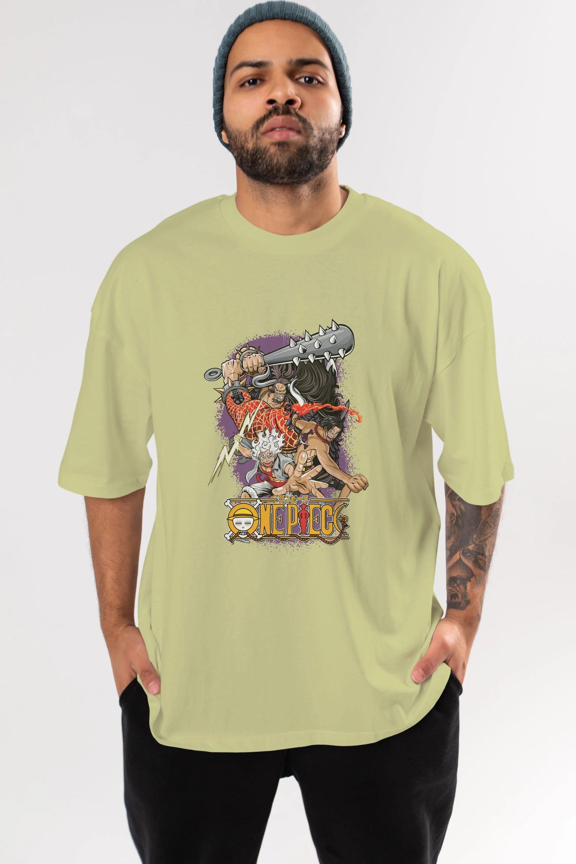 ONE PIECE (6) Anime Ön Baskılı Oversize t-shirt %100 pamuk Erkek Kadın Unisex