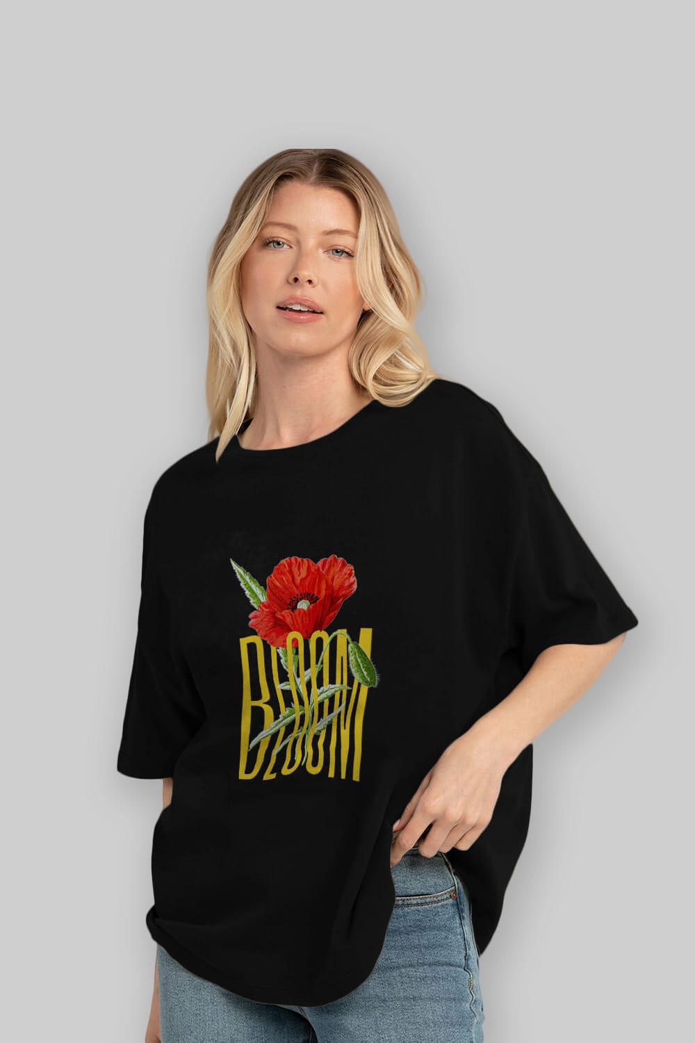 Bloom Flower Ön Baskılı Oversize t-shirt Erkek Kadın Unisex