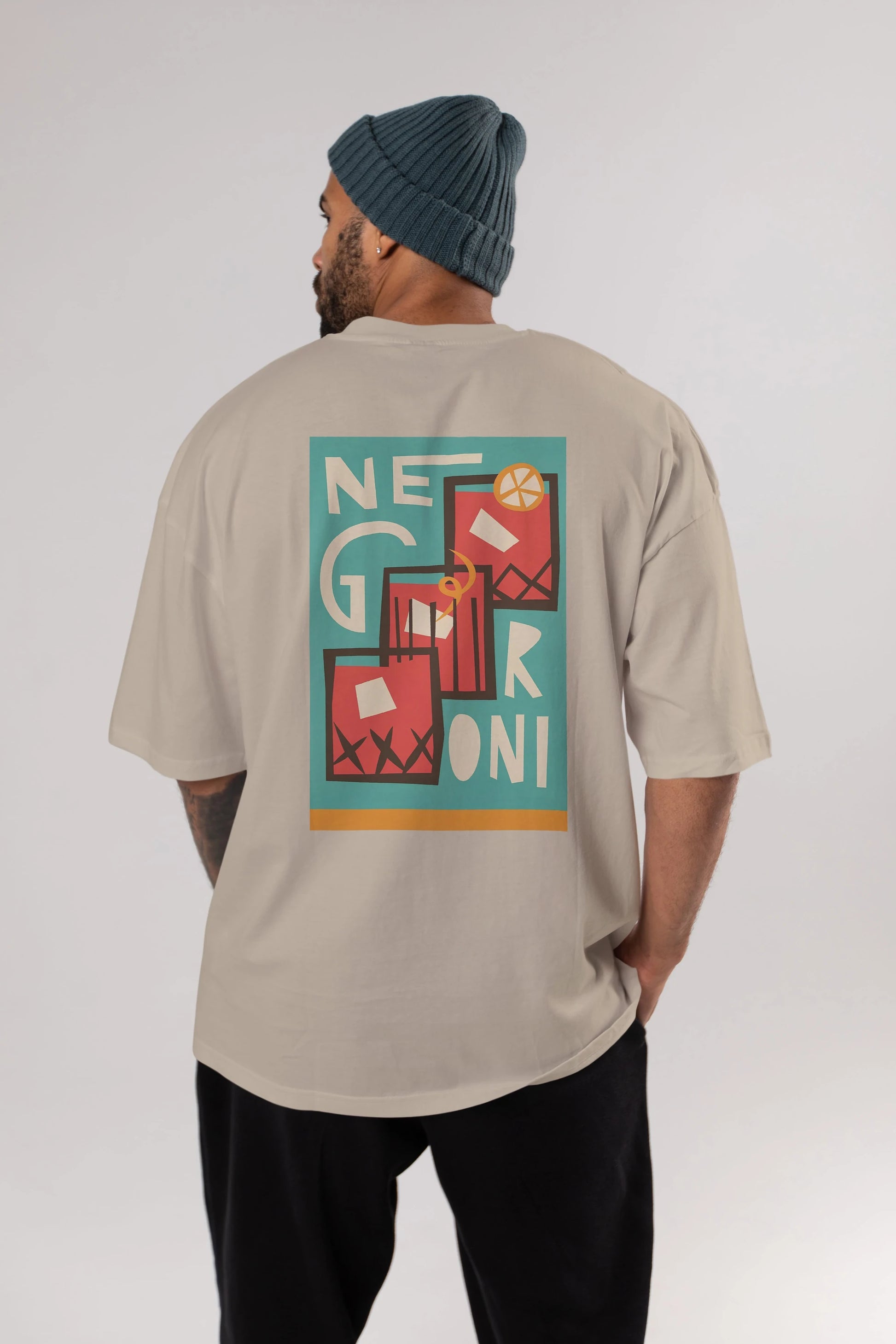 Negroni 3 Arka Baskılı Oversize t-shirt Erkek Kadın Unisex %100 Pamuk Bisiklet Yaka tişort