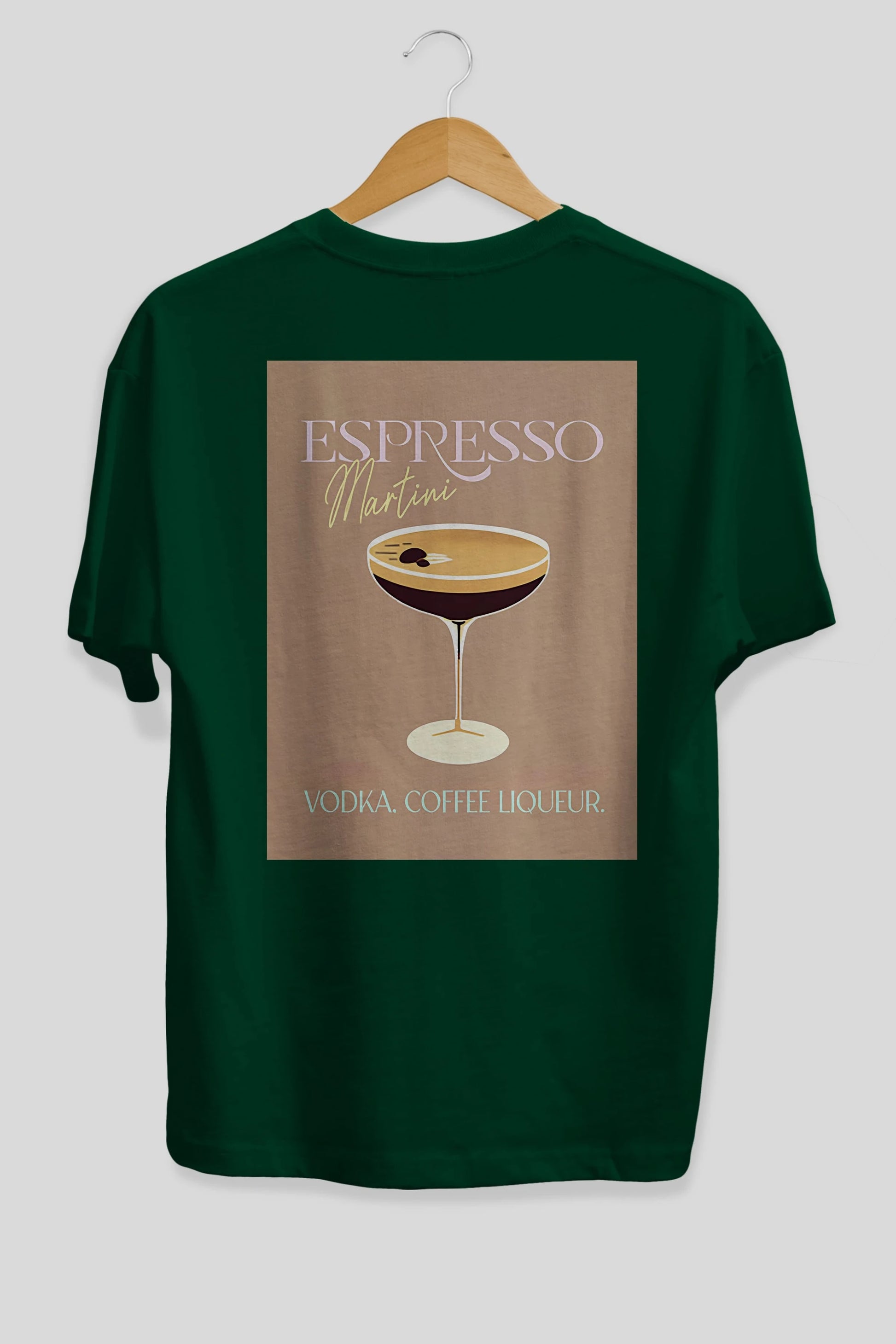Espresso Martini Cocktail Arka Baskılı Oversize t-shirt Erkek Kadın Unisex %100 Pamuk Bisiklet Yaka tişort