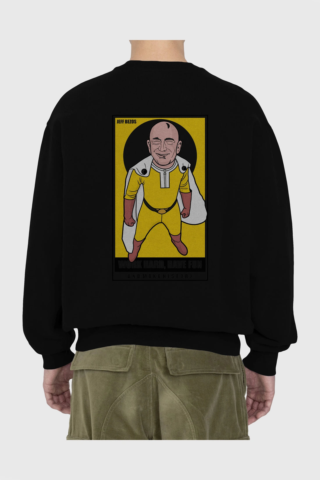 Jeff Bezos Saitama Arka Baskılı Oversize Sweatshirt Erkek Kadın Unisex