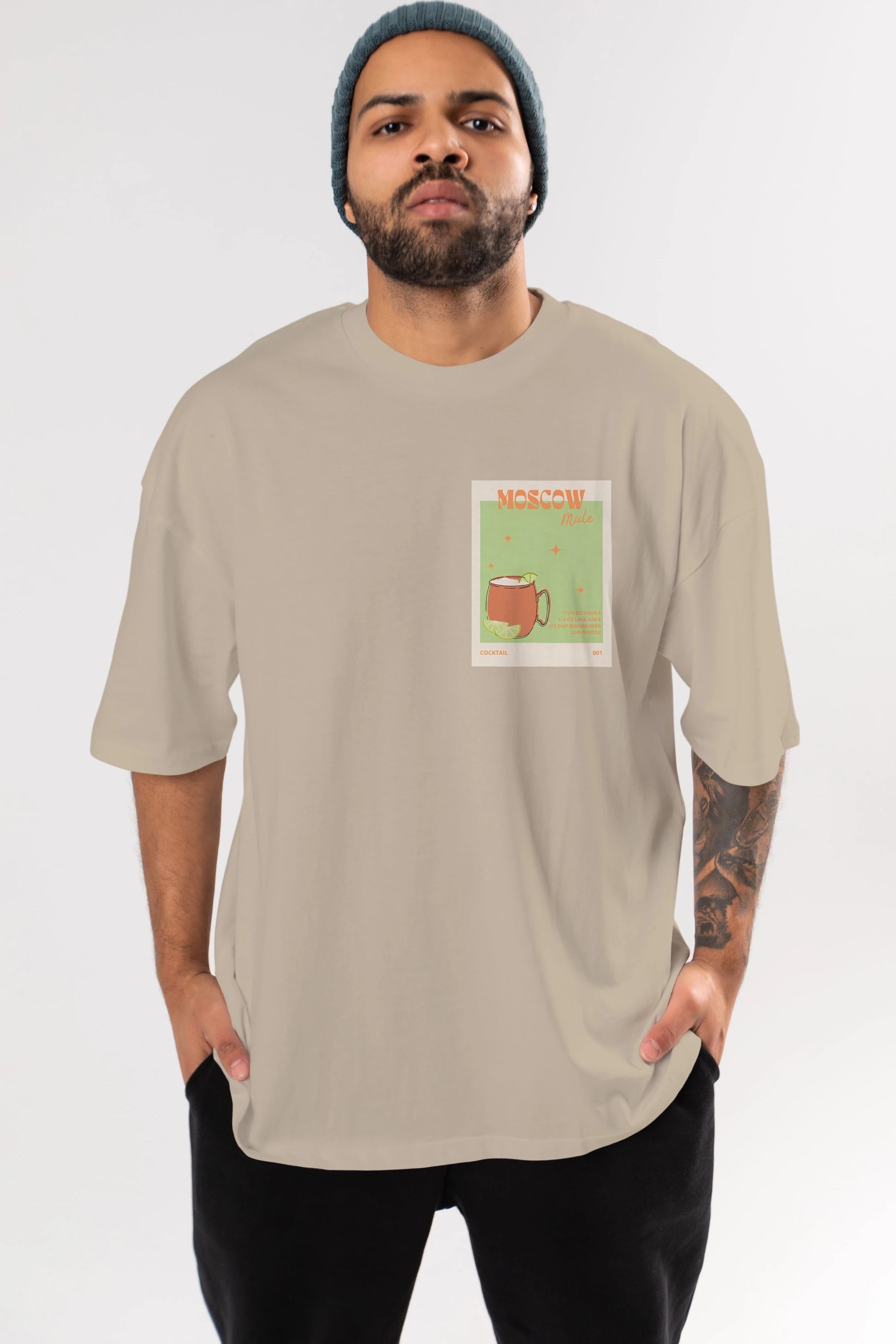 Moscow Mule 2 Ön Sol Baskılı Oversize t-shirt Erkek Kadın Unisex %100 Pamuk Bisiklet Yaka tişort