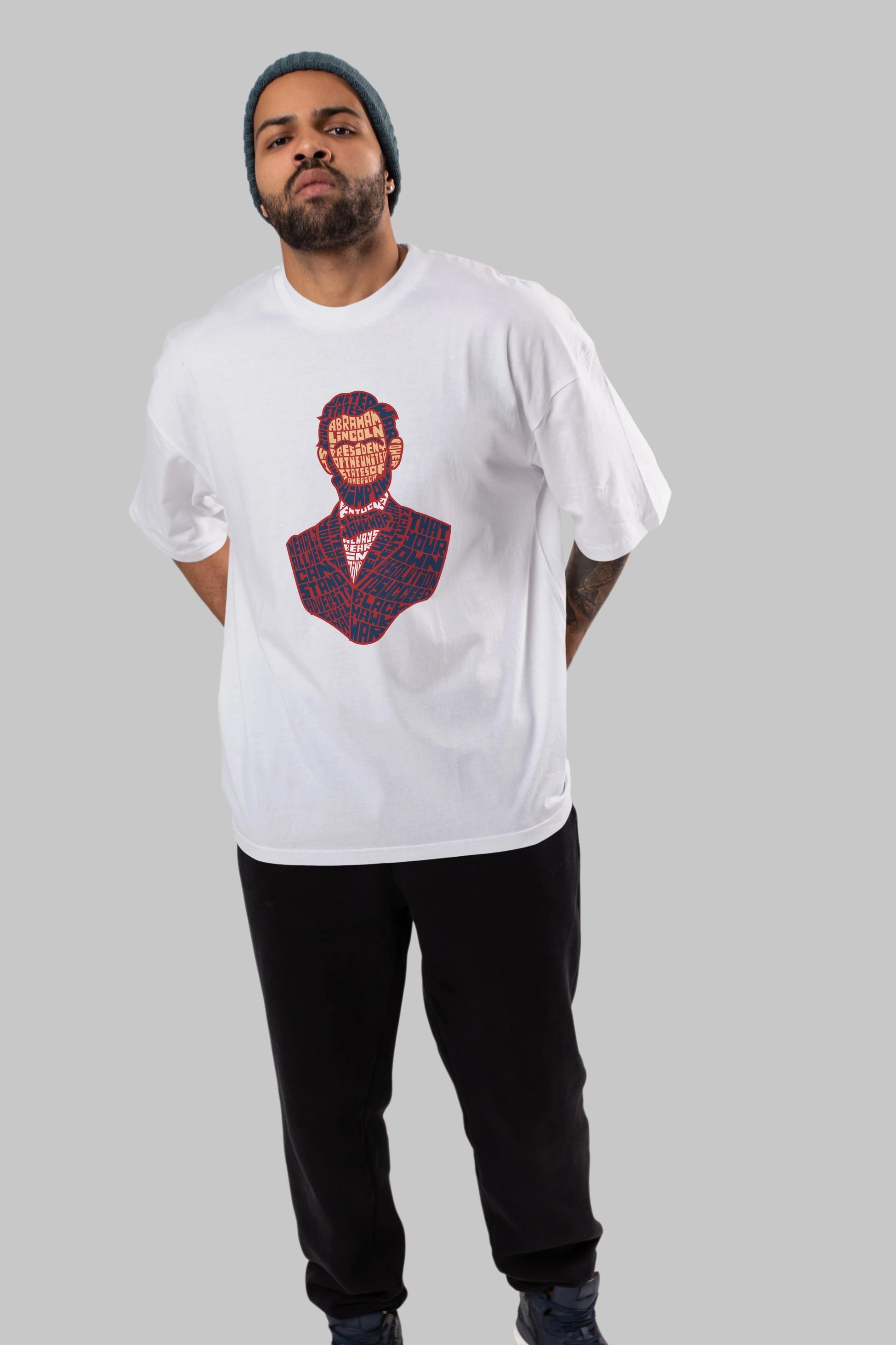 Abraham Lincoln Ön Baskılı Oversize t-shirt %100 pamuk Erkek Kadın Unisex